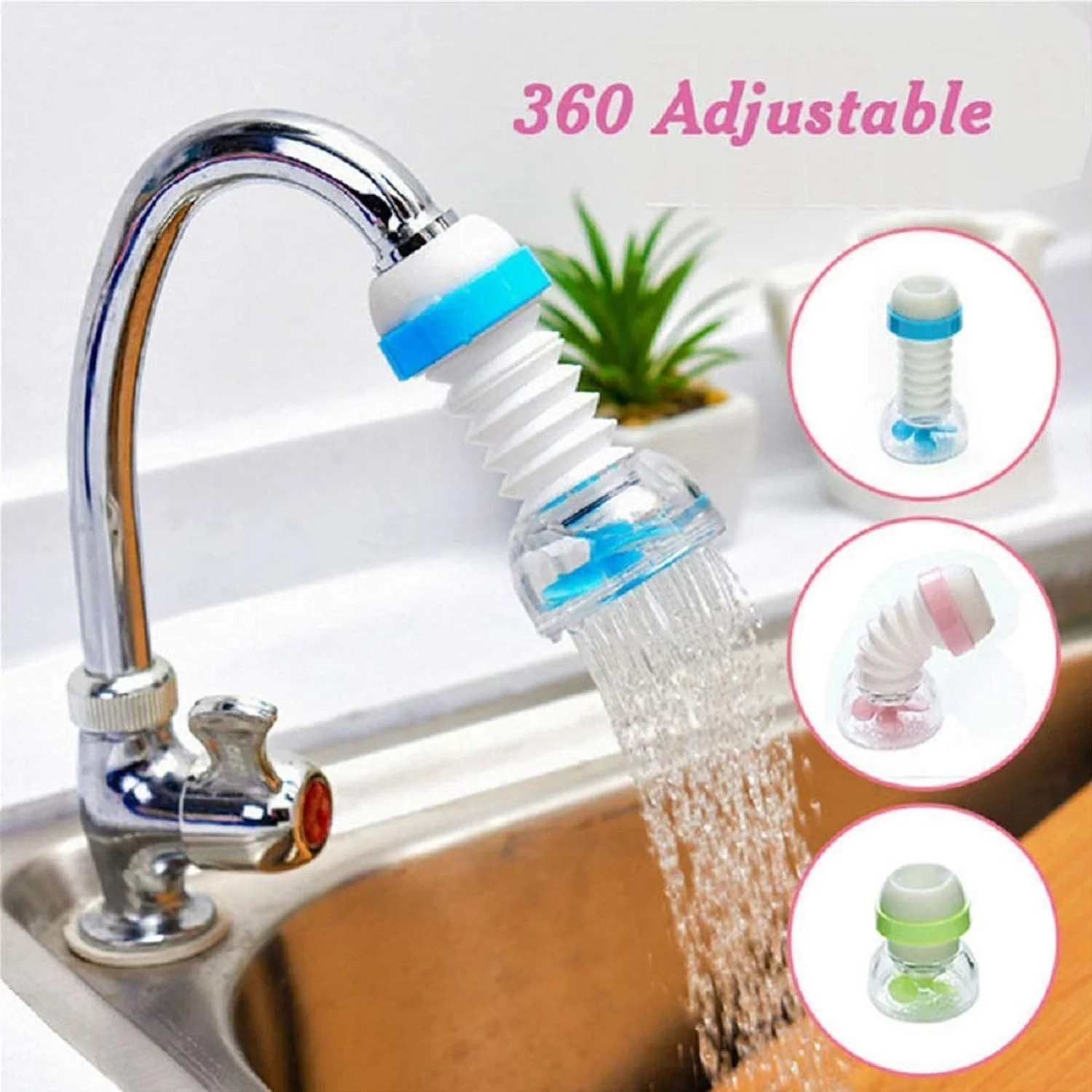 Adjustable Kitchen Sink Tap Water Filter with Rotating Faucet Sprayer (1 Pc) - Image 3