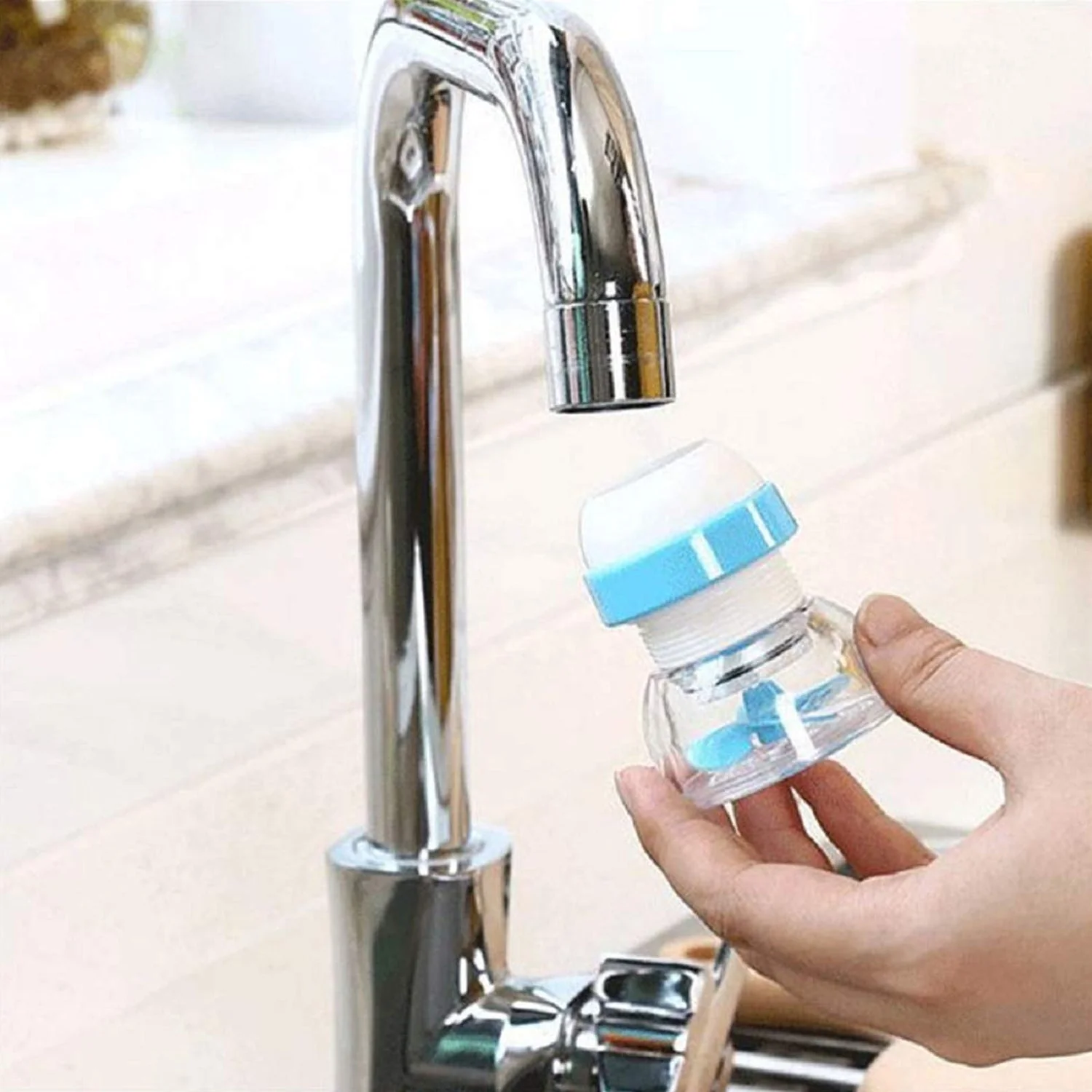 Adjustable Kitchen Sink Tap Water Filter with Rotating Faucet Sprayer (1 Pc) - Image 4