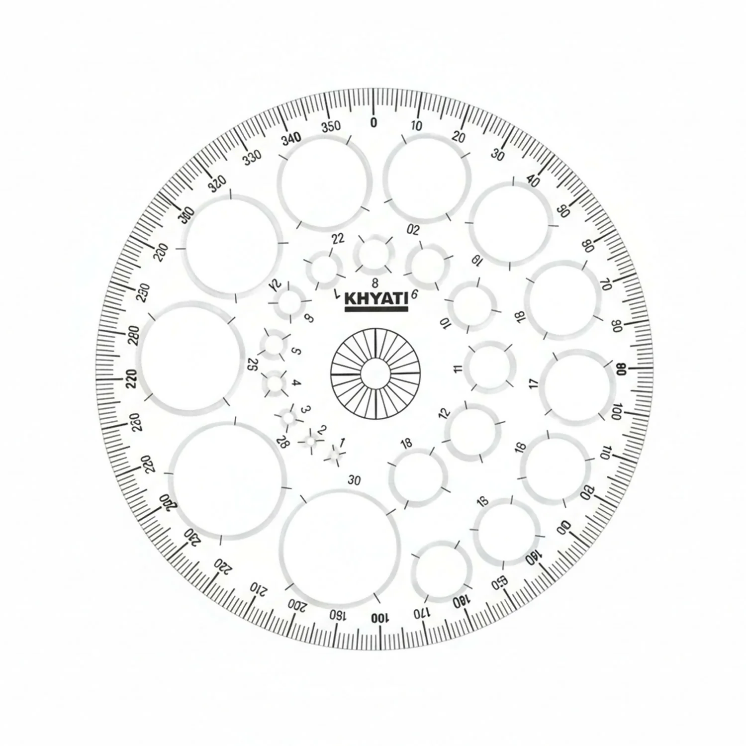 Multipurpose Big Circle Drawing Template Protractor Stencil for Geometry & Design Use (10Pcs) - Image 6