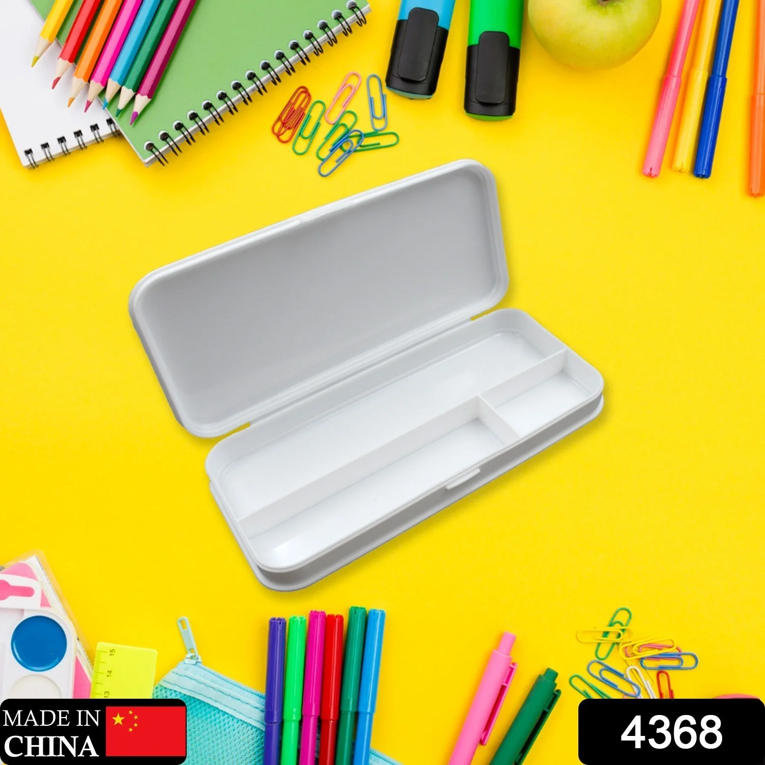 Multipurpose White Compass Pencil Box – 3-Compartment School Case, Ideal Gift for Kids - Image 2