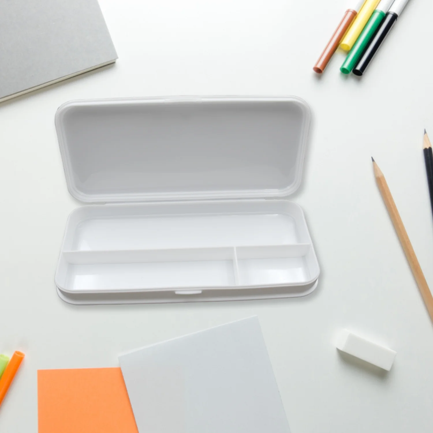 Multipurpose White Compass Pencil Box – 3-Compartment School Case, Ideal Gift for Kids - Image 5