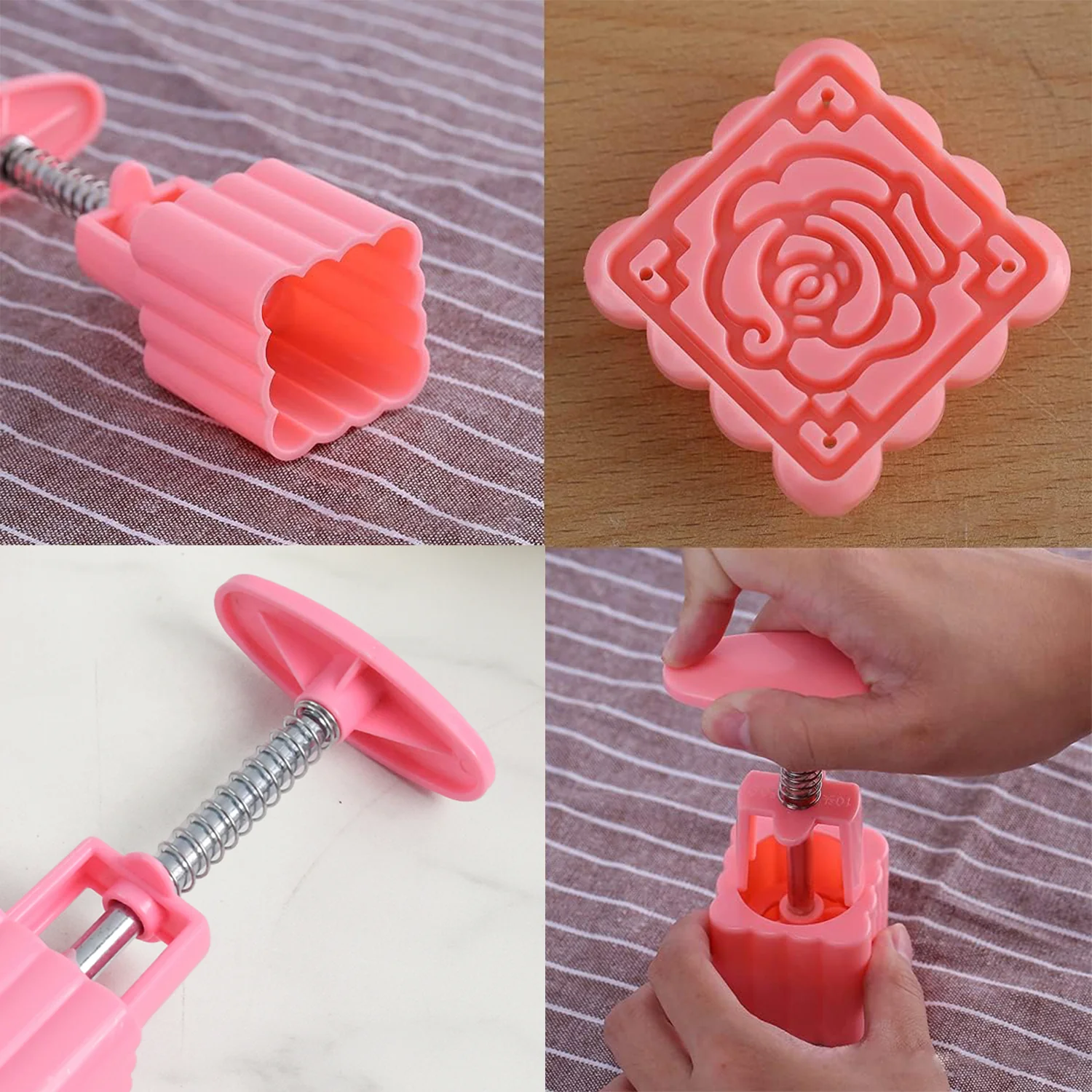 Multipurpose Cookie Biscuit Stamp Mold Set with Press Handle - Image 4