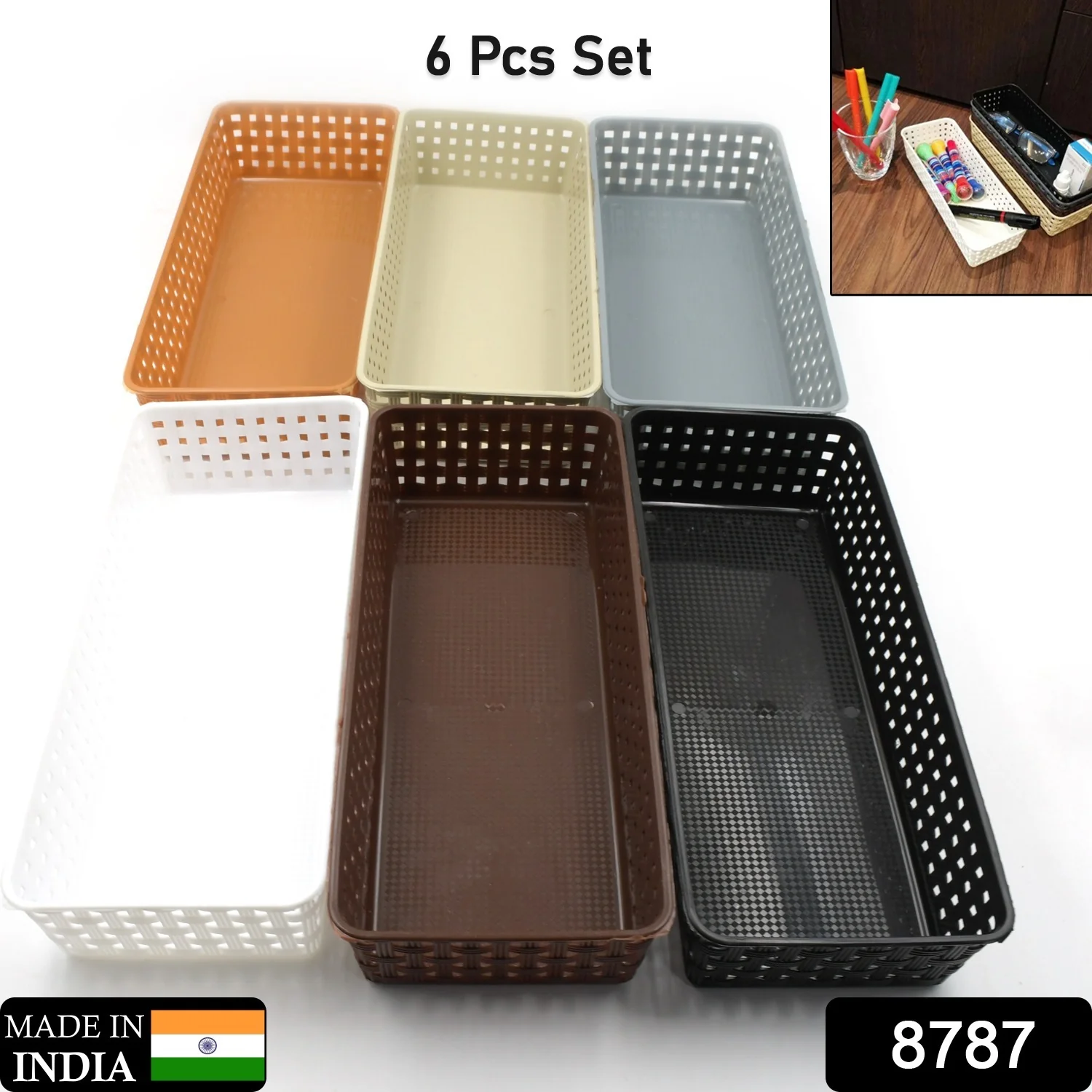 Plastic Multipurpose Desk Organizer Tray (6 Pcs Set) - Image 2