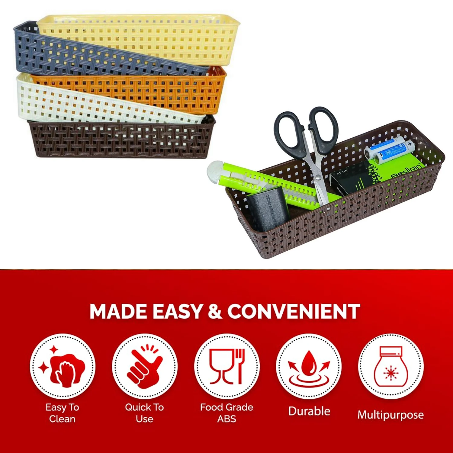 Plastic Multipurpose Desk Organizer Tray (6 Pcs Set) - Image 7