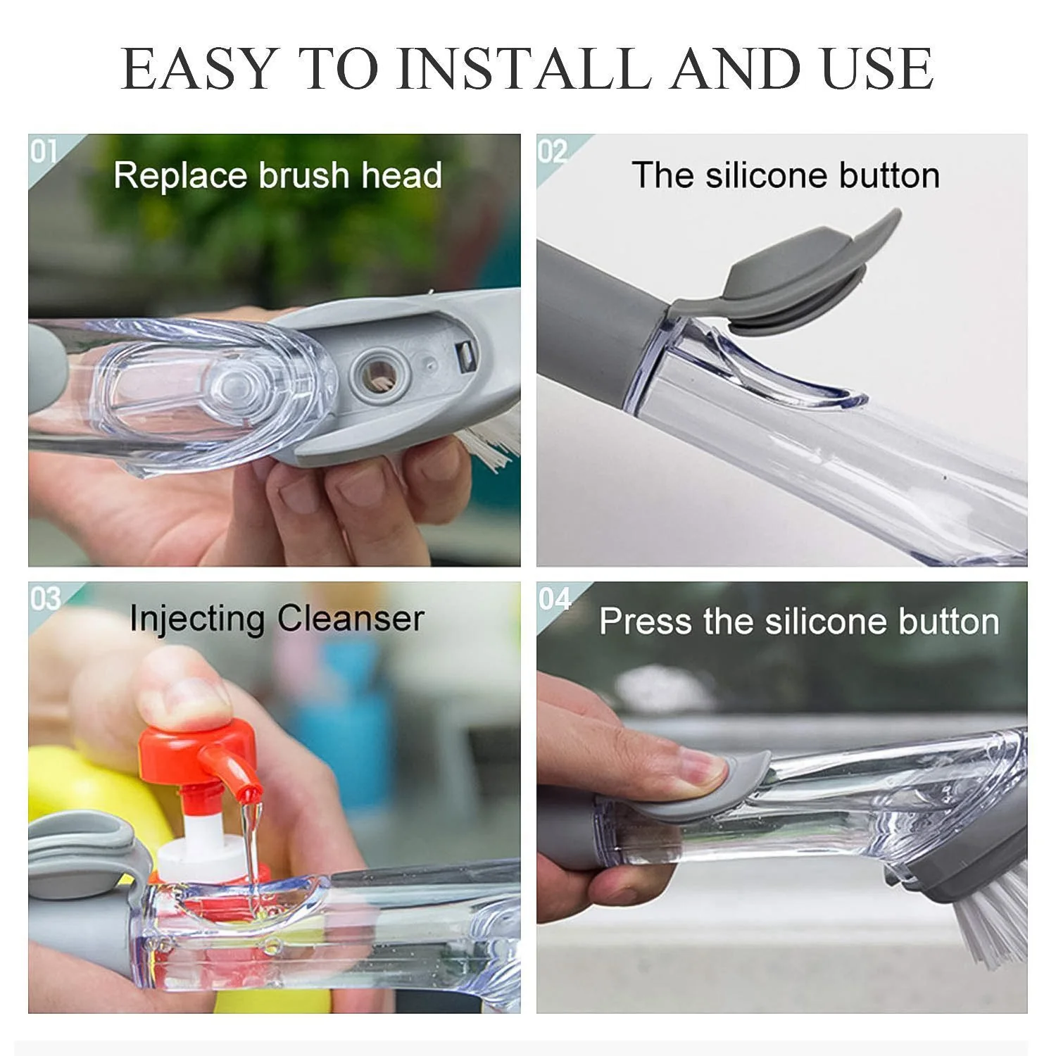 Multipurpose Dish Scrub Brush with Built-In Soap Dispenser (1 Pc) - Image 3