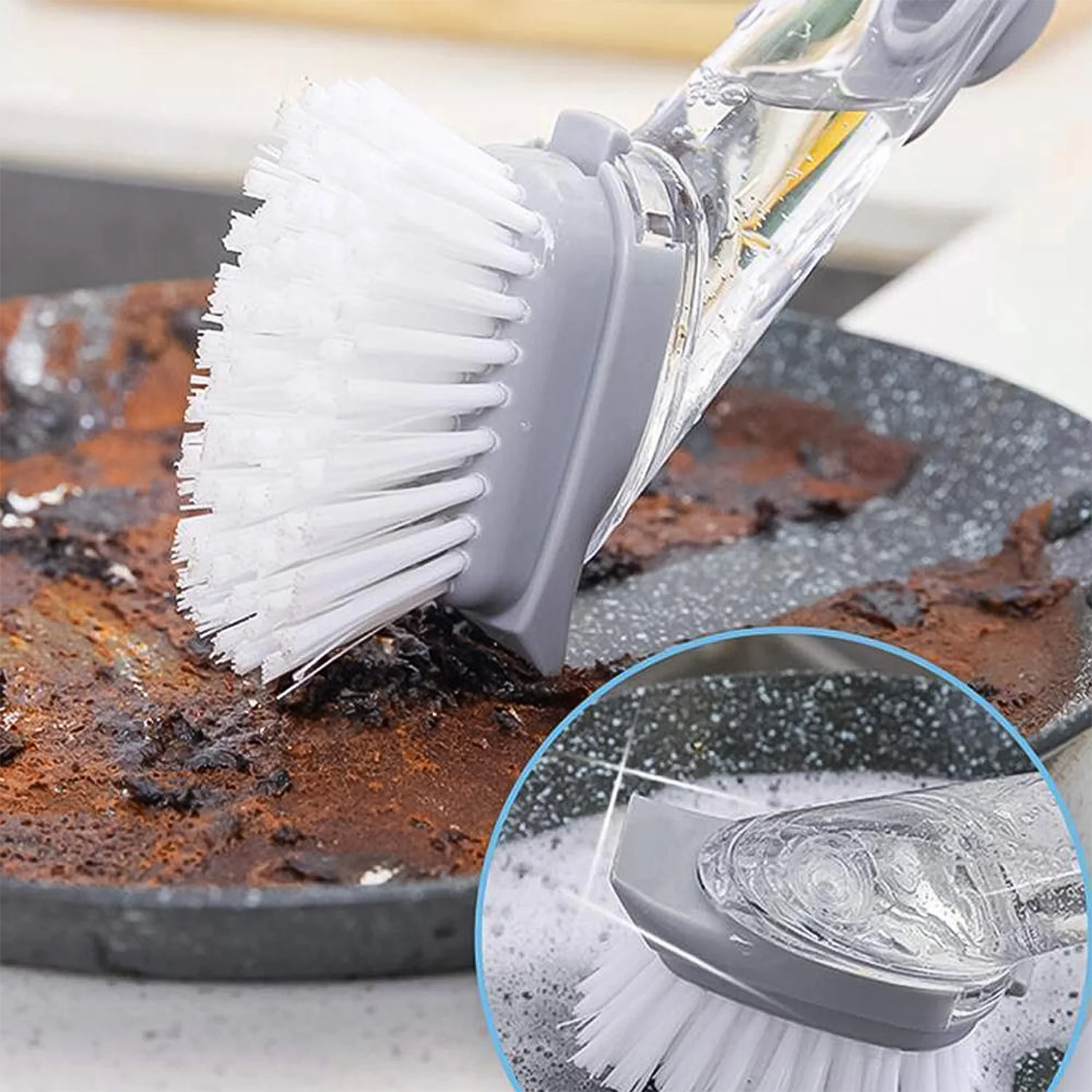 Multipurpose Dish Scrub Brush with Built-In Soap Dispenser (1 Pc) - Image 6