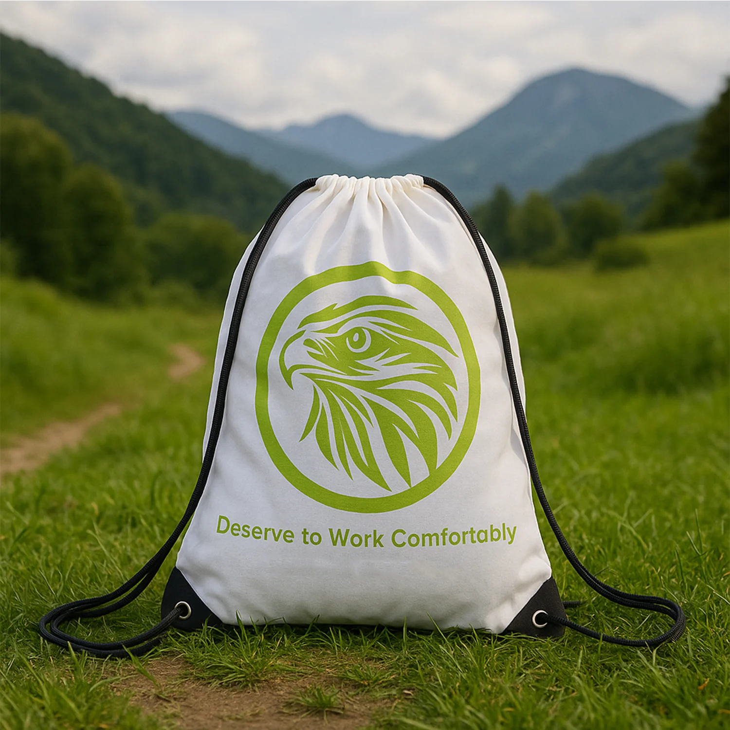 Multipurpose Drawstring Backpack with Printed Eagle Design (1 Pc) - Image 3