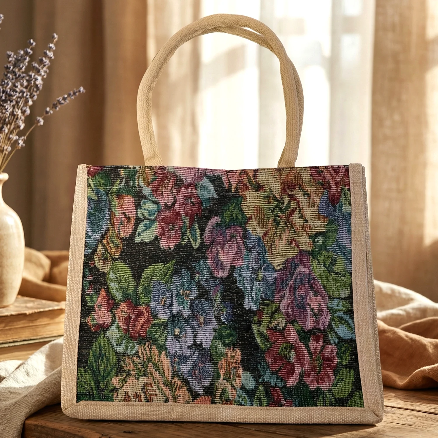 Multipurpose Floral Print Carry Hand Bag 1 Pc 29x33 Cm - Image 7