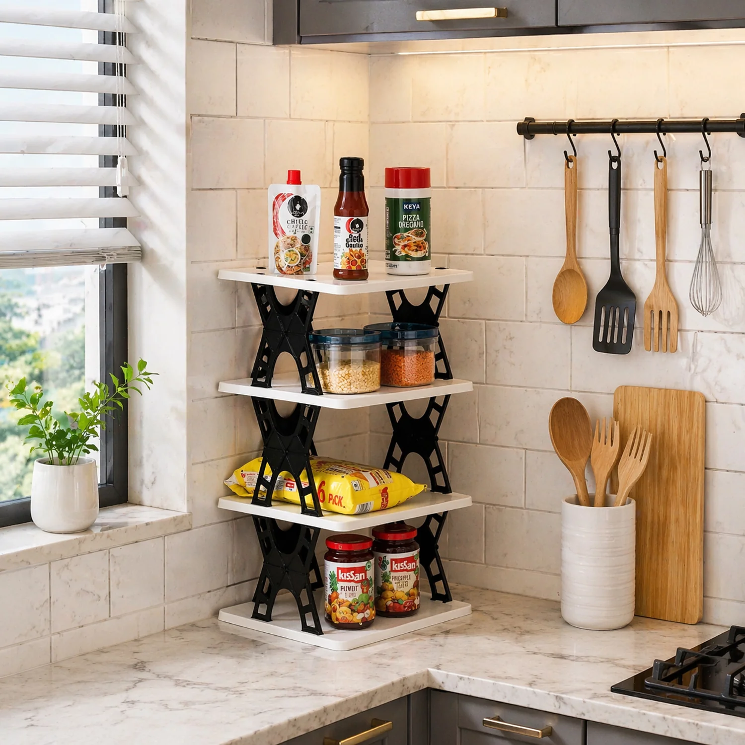 Multipurpose Foldable 4 Layer Storage Rack (1 Pc) - Image 3
