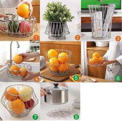 Multipurpose Fruit Basket Stainless Steel Wire Bowl Foldable Basket - Image 11