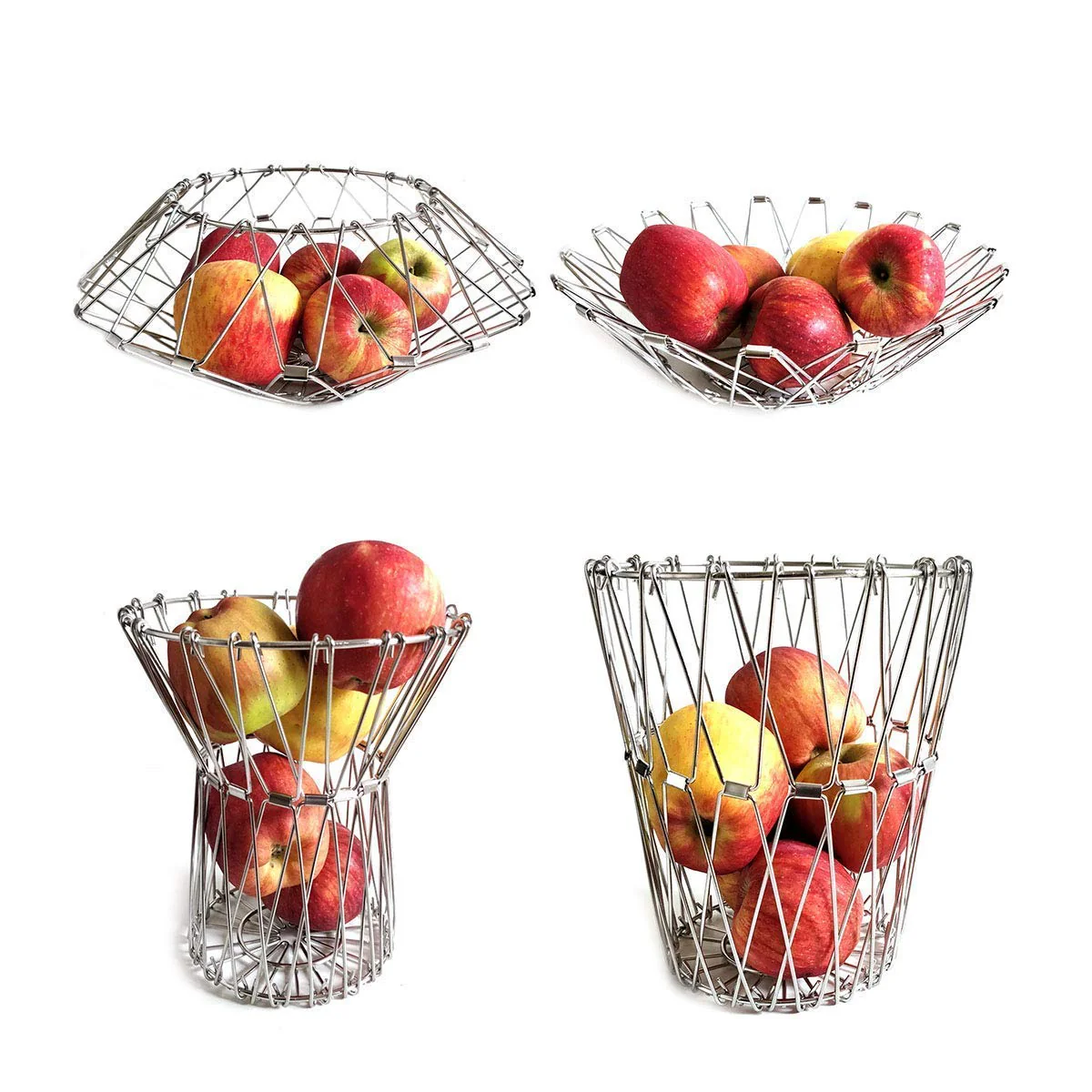 Multipurpose Fruit Basket Stainless Steel Wire Bowl Foldable Basket - Image 8