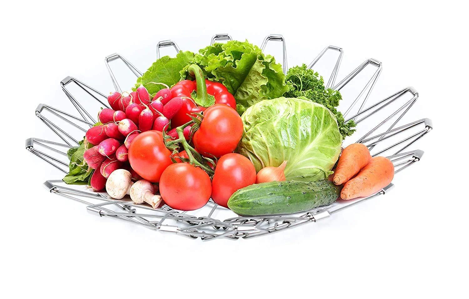 Multipurpose Fruit Basket Stainless Steel Wire Bowl Foldable Basket - Image 9