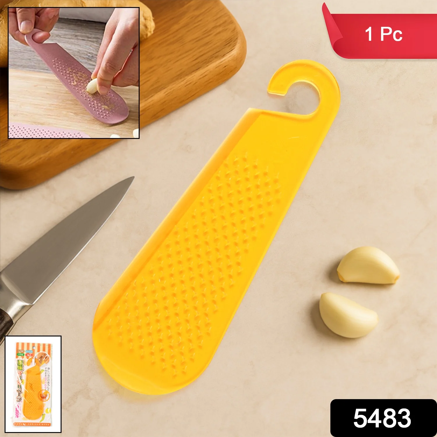 Multipurpose Garlic and Ginger Grater Peeler Tool with Hanging Hook – 1 Pc - Image 2