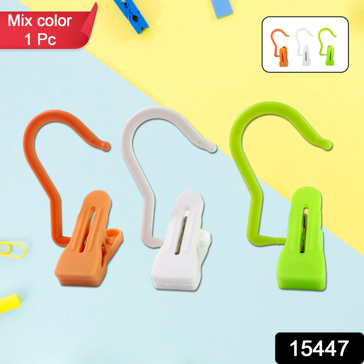 Multipurpose Hanging Hook Clip (1 Pc, Mix Color) - Image 2