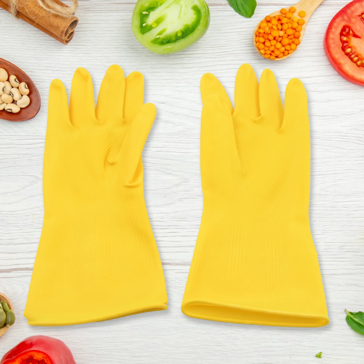 Multipurpose Rubber Cleaning Gloves: Reusable, Wet & Dry Use (1 Pair) - Image 5