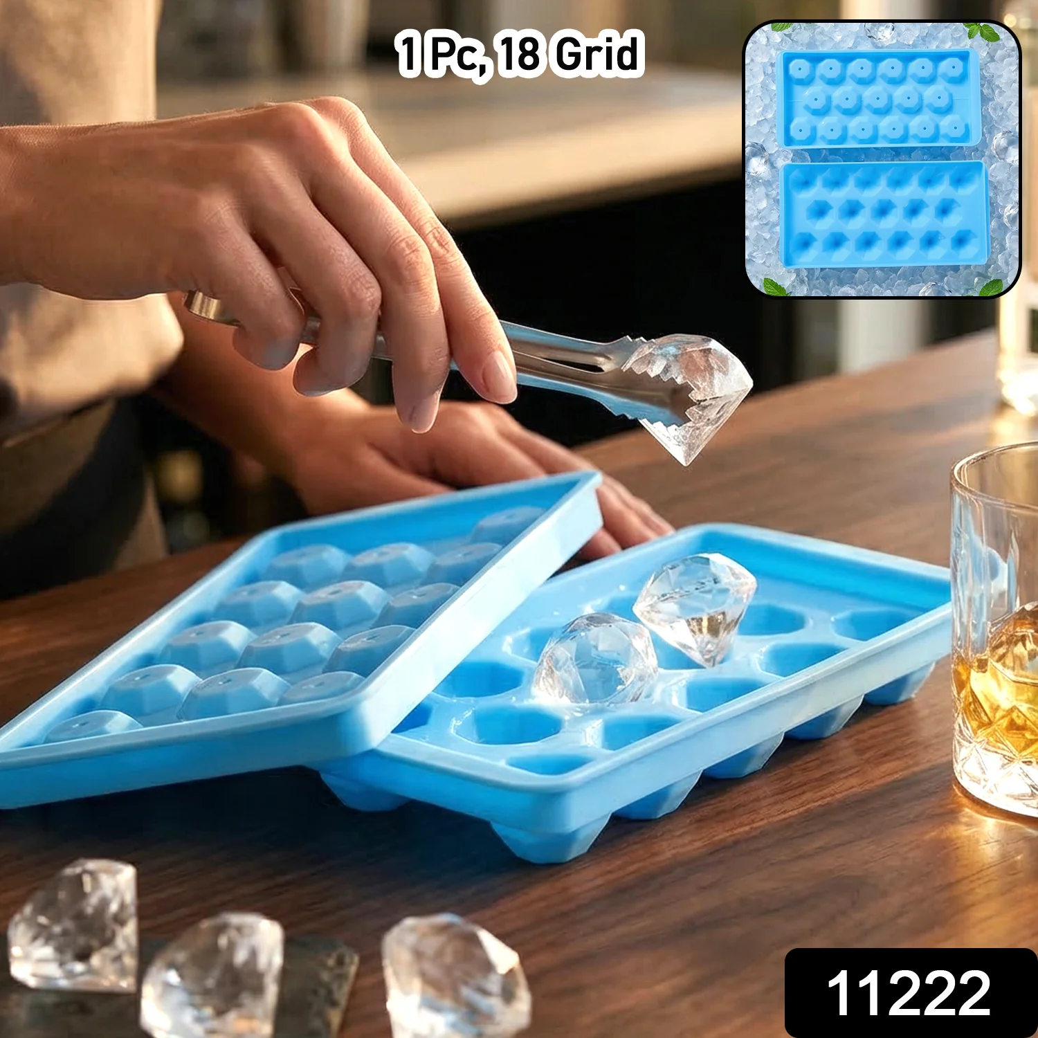 Multipurpose Ice Cube Tray with Lid 17 Grid Mold (1 Pc) - Image 2