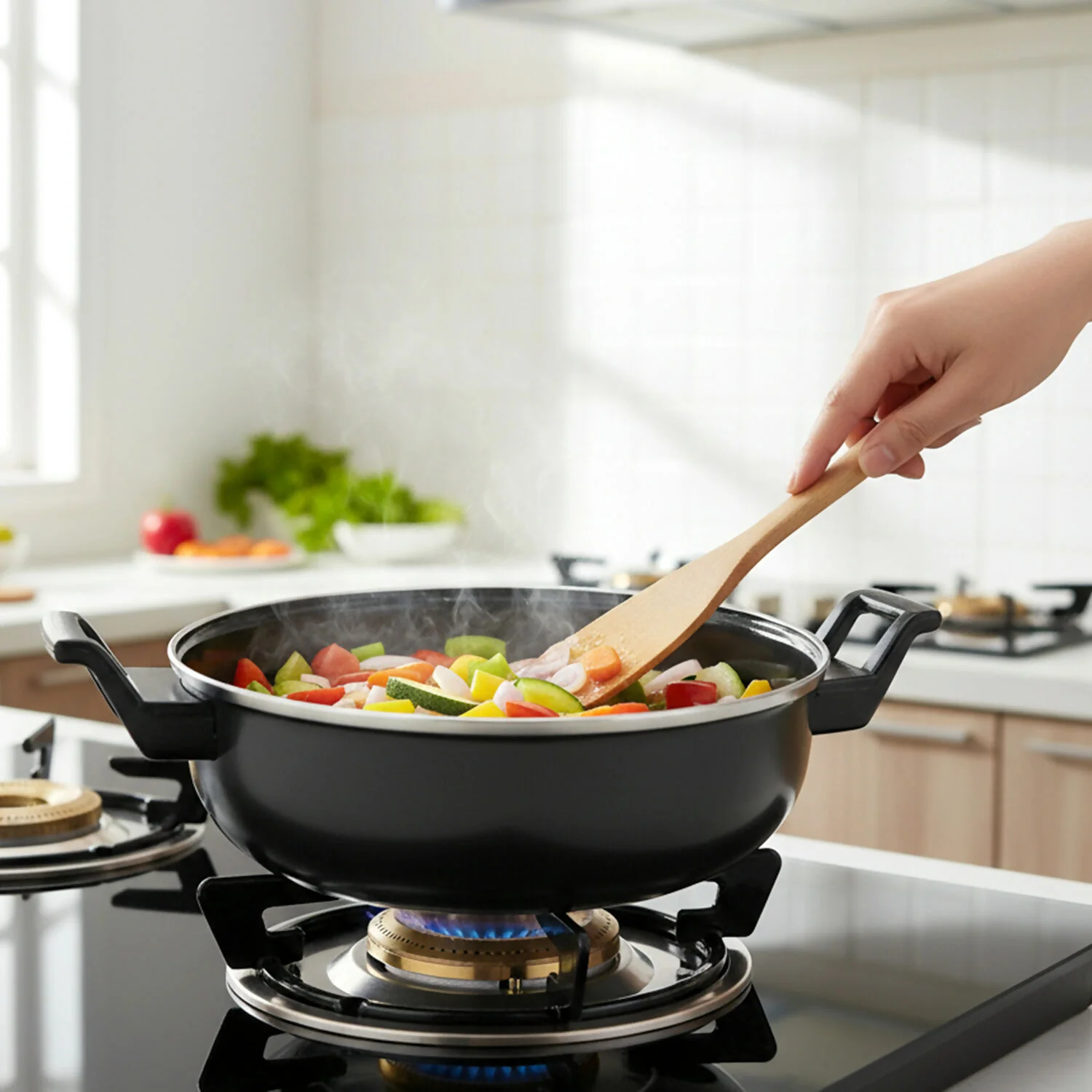 Multipurpose Kitchen Cooking Pan for Frying, Stir Fry, Curry & Vegetable Cooking - Image 2