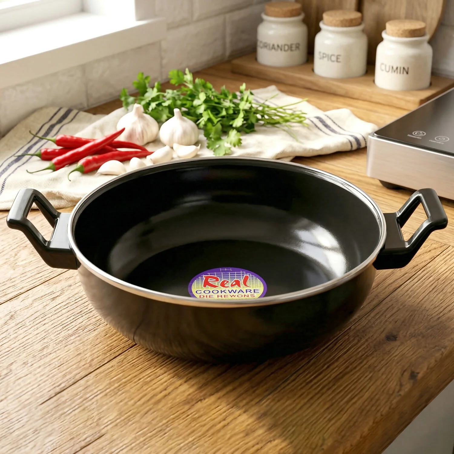 Multipurpose Kitchen Cooking Pan for Frying, Stir Fry, Curry & Vegetable Cooking - Image 3