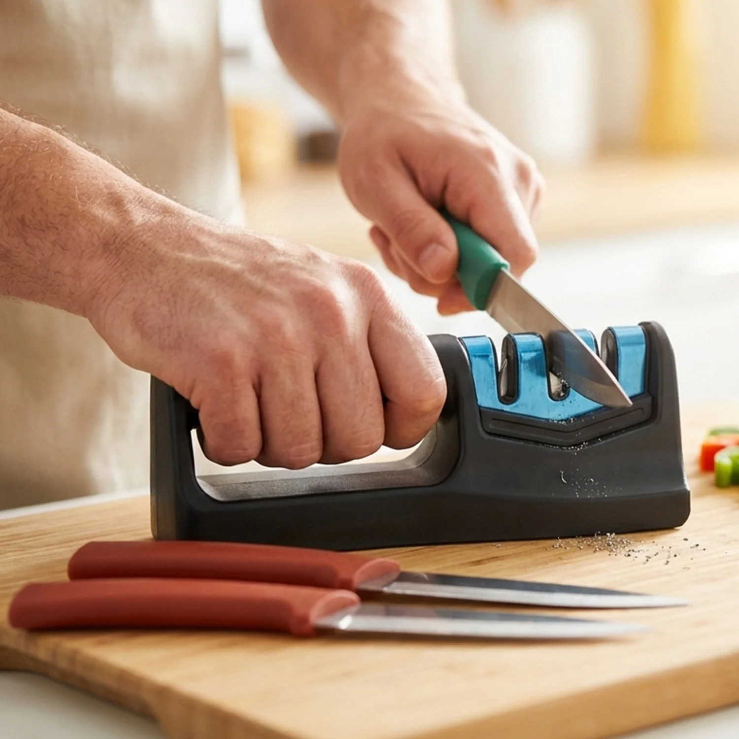Multipurpose Kitchen Knife Set with Knife Sharpener (3 Pc Knife With Sharpener) - Image 3