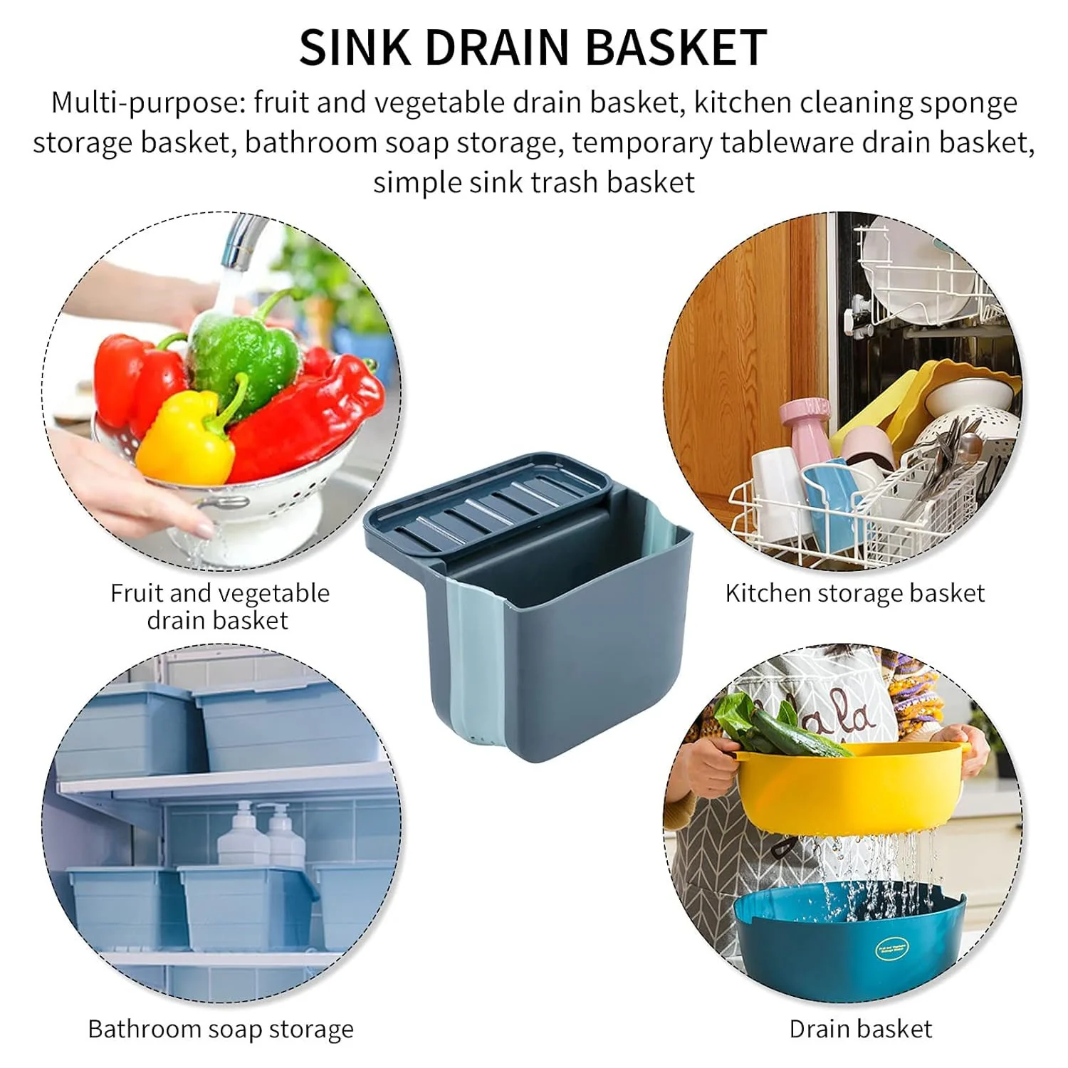 Multipurpose Kitchen Sink Hanging Storage Basket (1 Pc) - Image 7