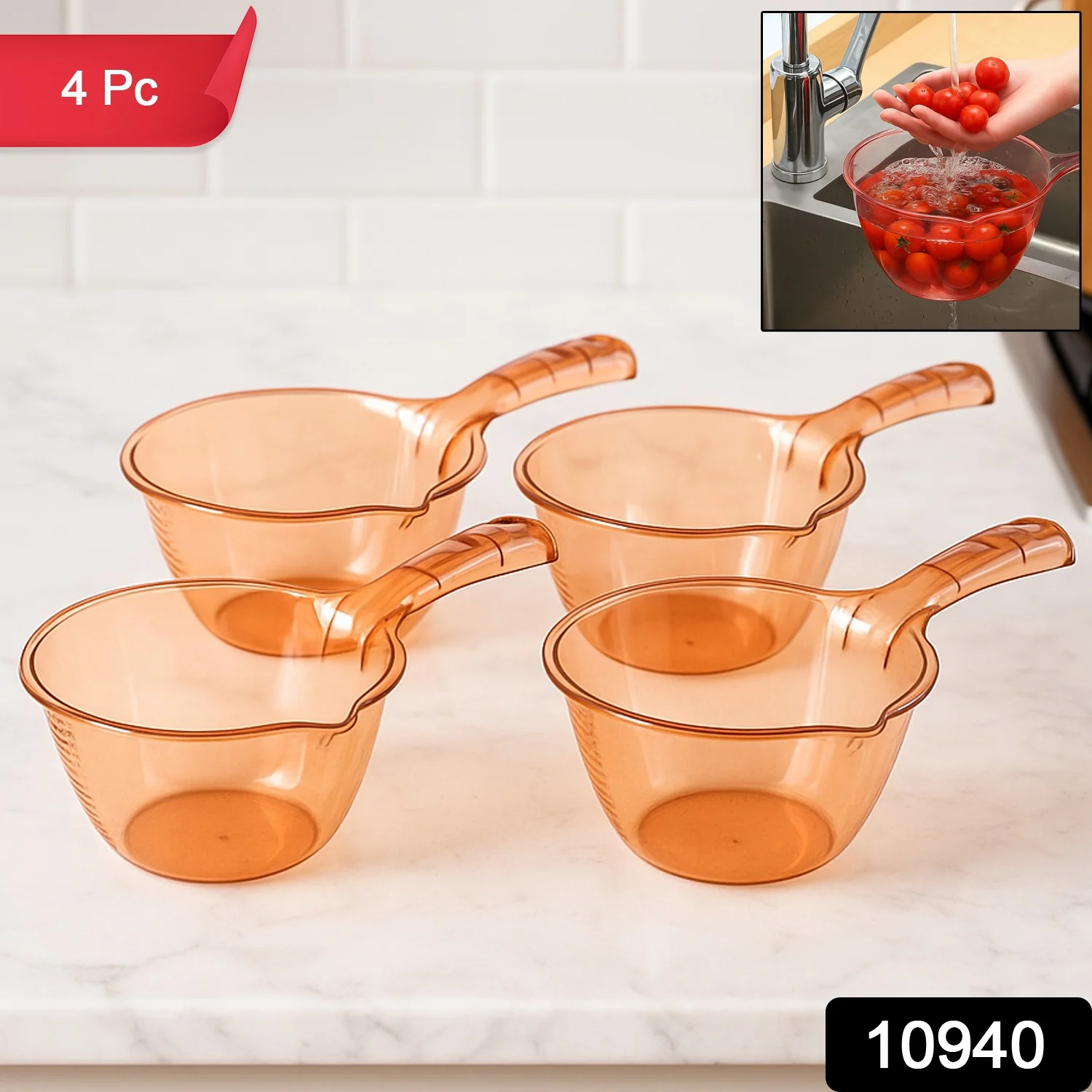 Multipurpose Kitchen Washing & Straining Bowl (1100 ML / 4 Pc) - Image 2