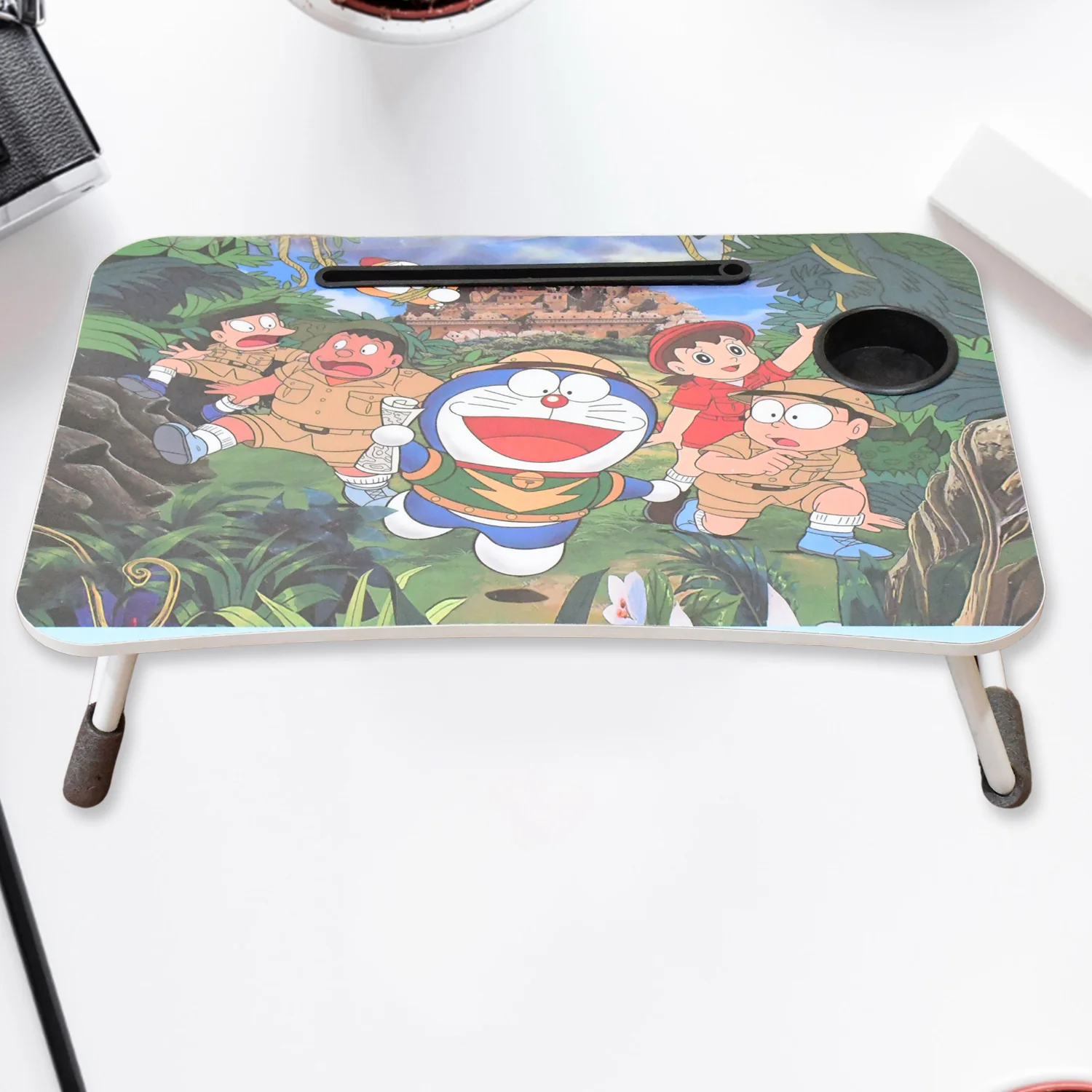 Multi Purpose Laptop Desk for Study Reading Foldable with Cupholder  58×38 cm - Image 7