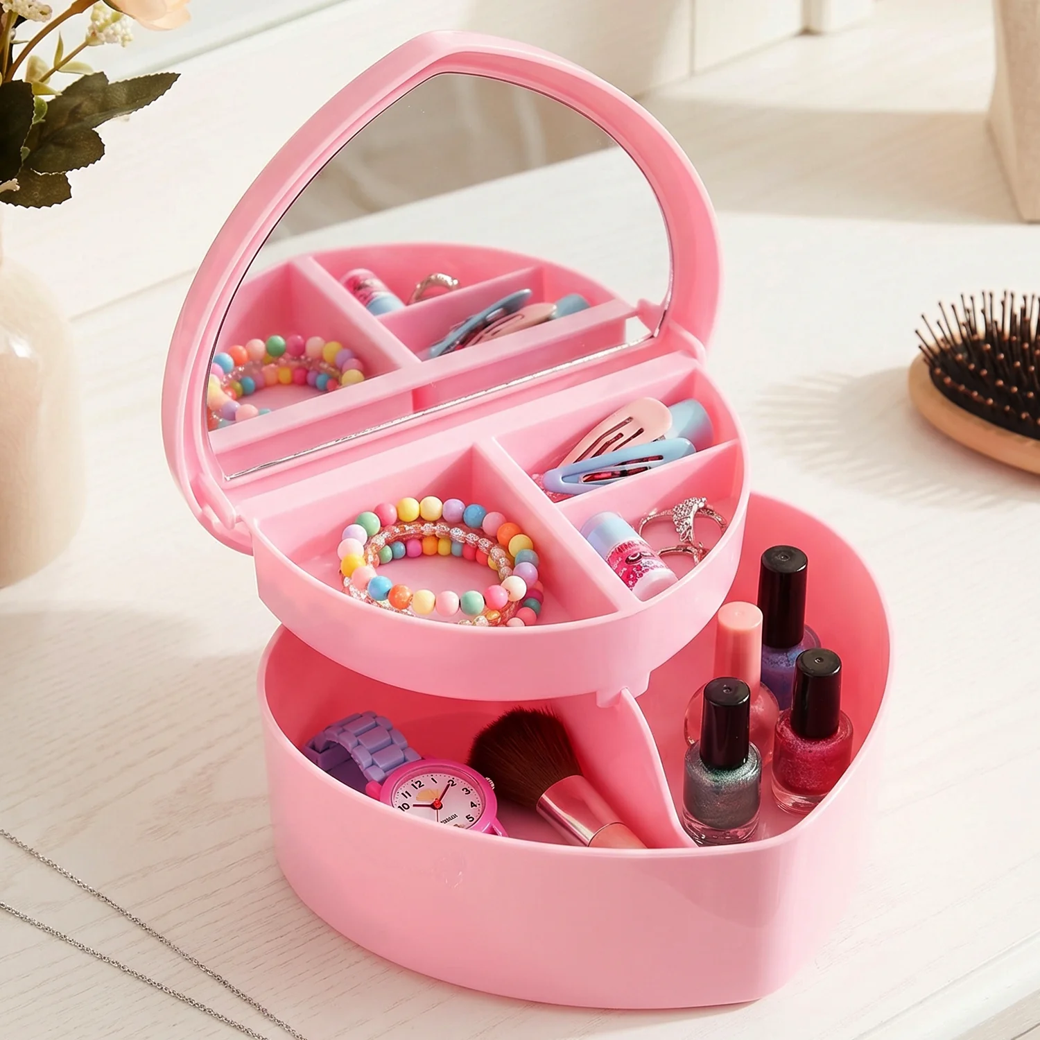 Multipurpose Makeup Storage Box with Mirror (1 Pc) - Image 4