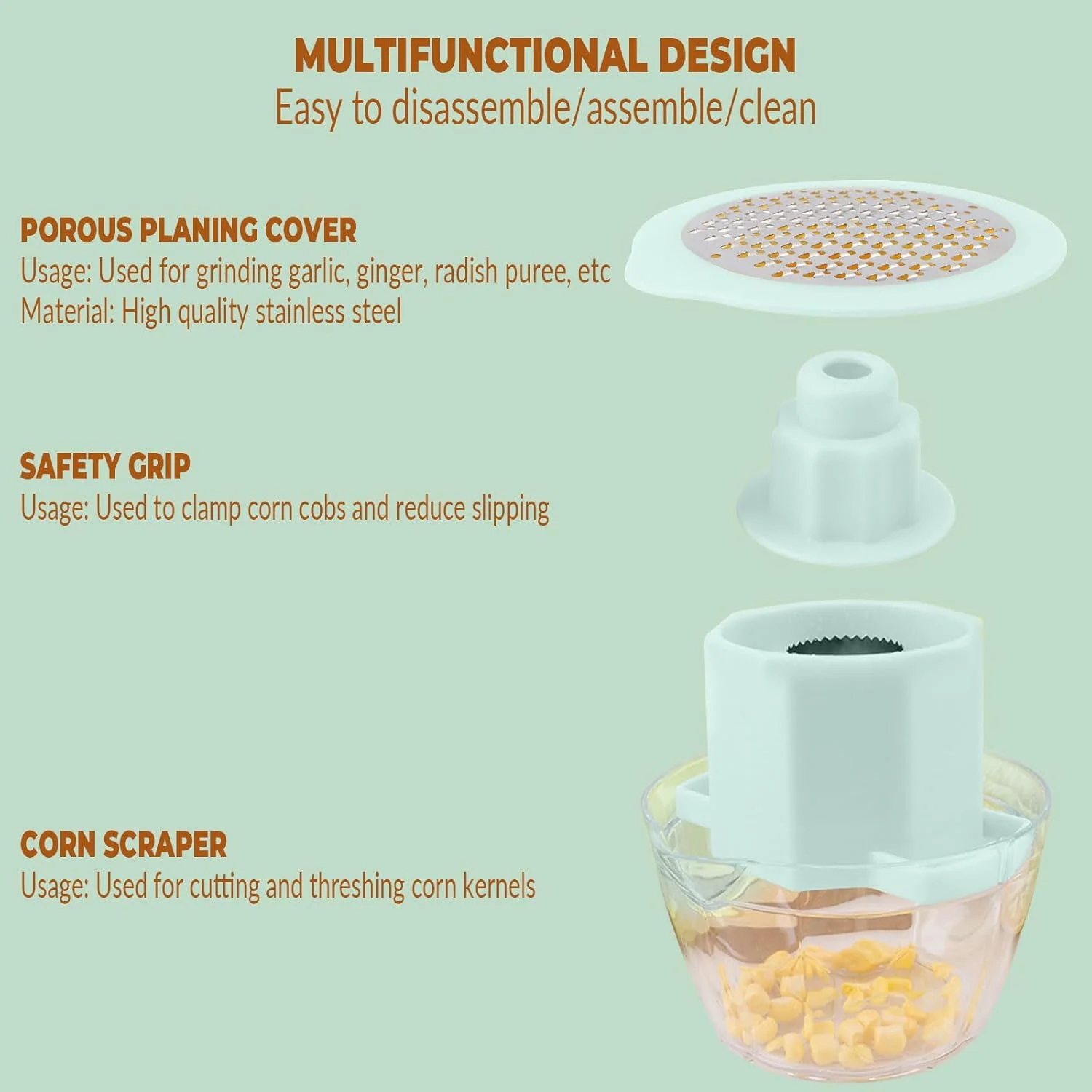 Multipurpose Manual Vegetable Grater and Corn Kernel Stripper (1 Pc) - Image 7