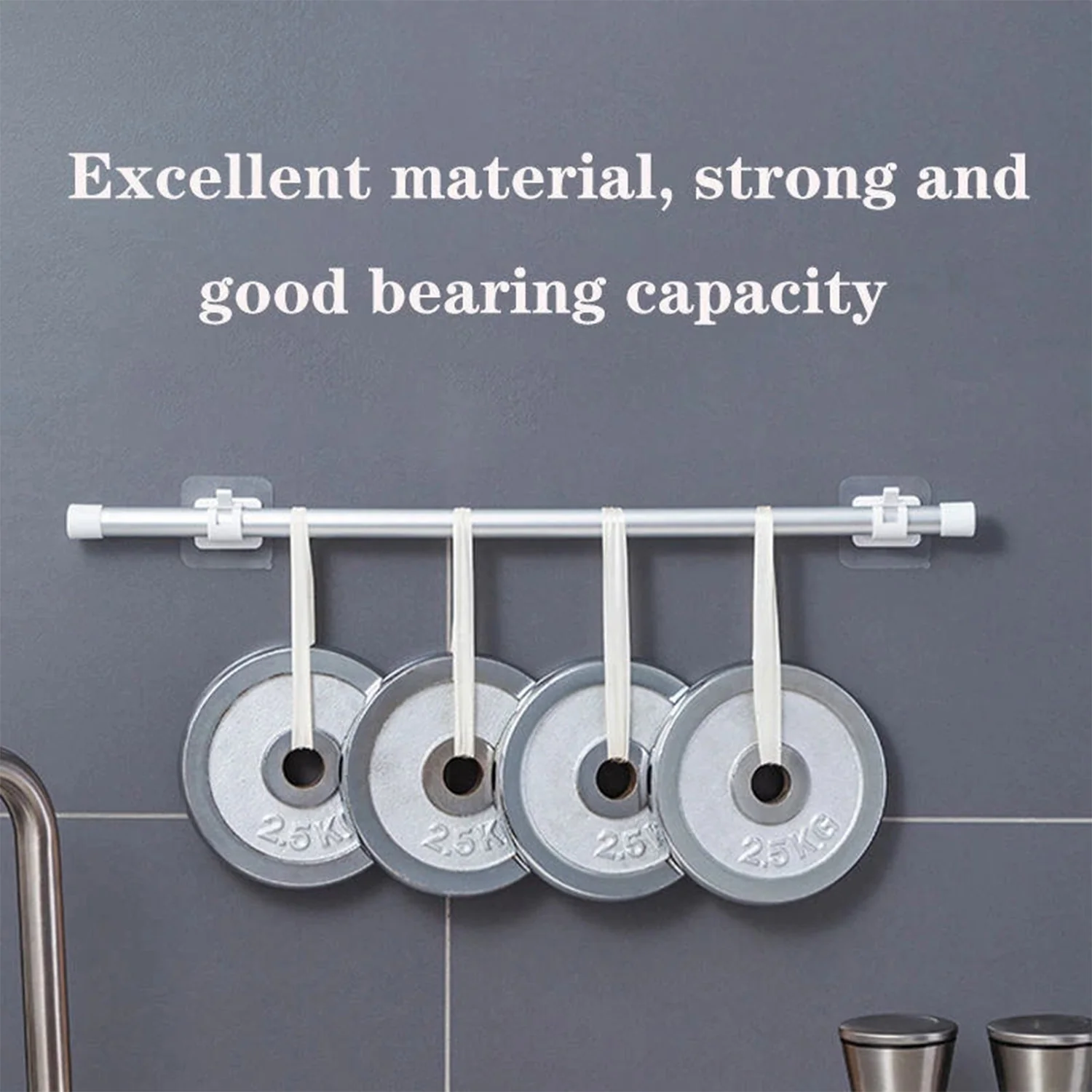 Multipurpose No-Drill Wall Mounted Adhesive Towel Rod Holder (1 Pc) - Image 3