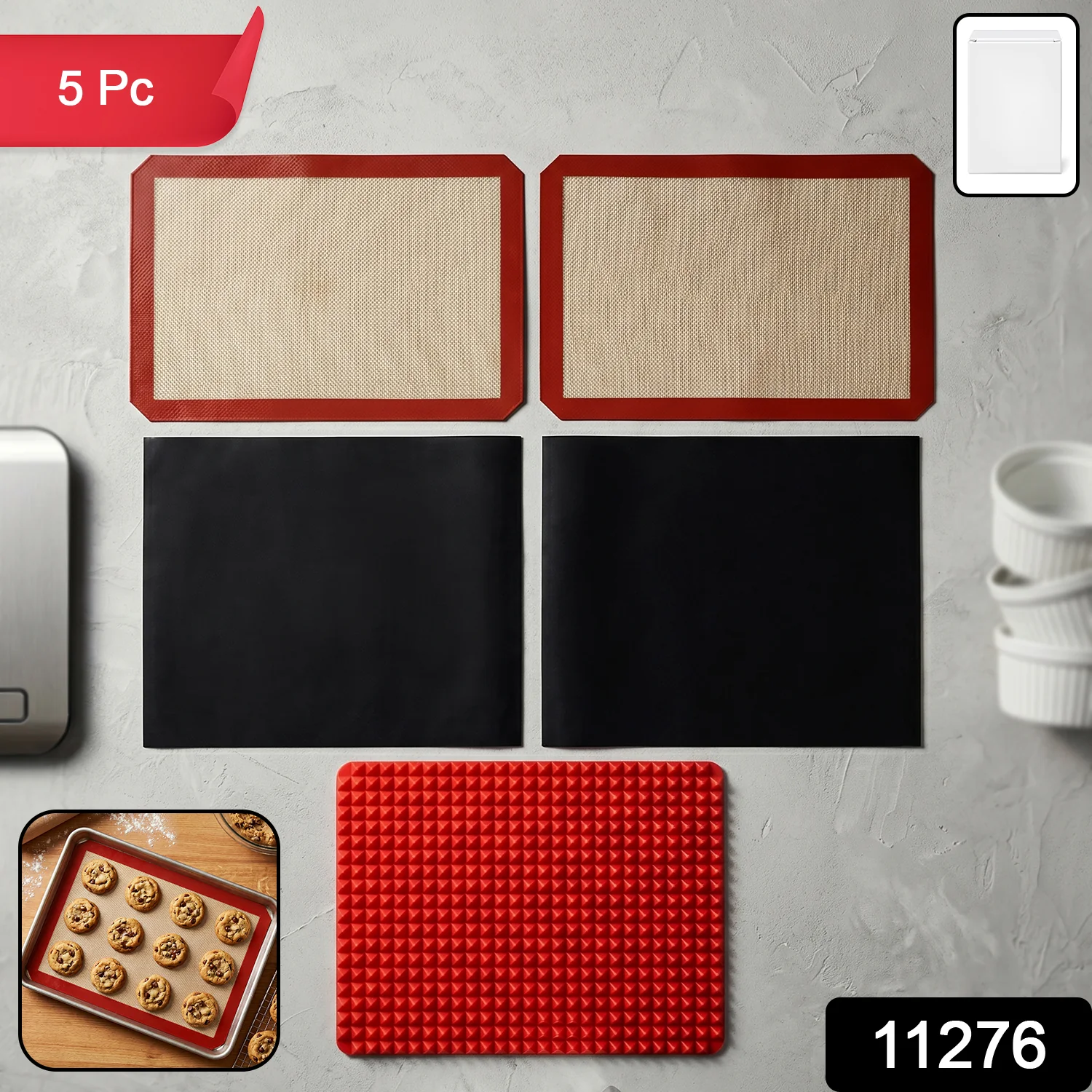 Multipurpose Non-Stick Silicone Baking Mat Set (5 Pc) - Image 2