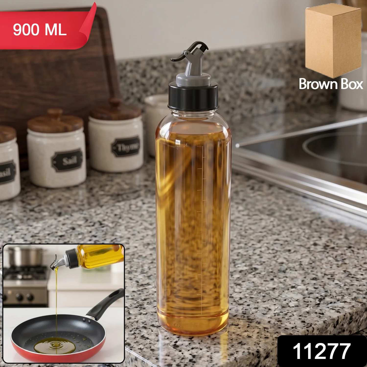 Multipurpose Oil Dispenser Bottle with Flip Top Pour Spout 900 ML - Image 2