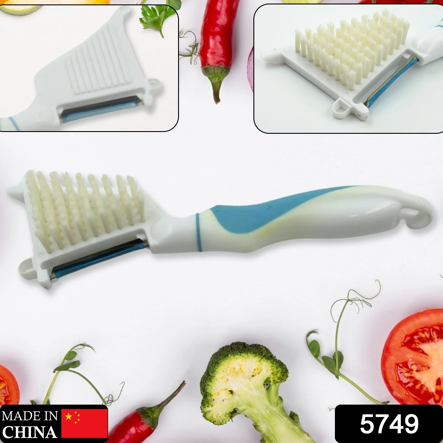 Multipurpose Peeler Brush – Stainless Steel Peeler with Cleaning Brush (1 Pc) - Image 2