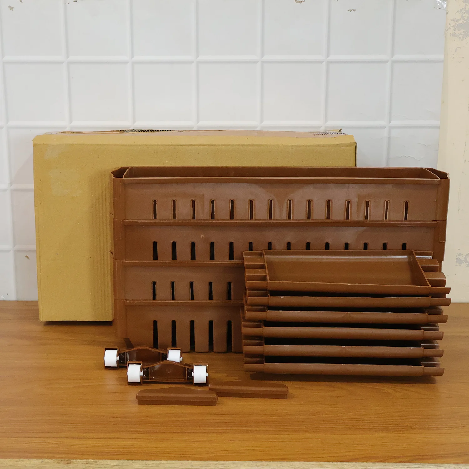 Multipurpose Plastic 4 Layer Storage Rack with Wheels - Image 8
