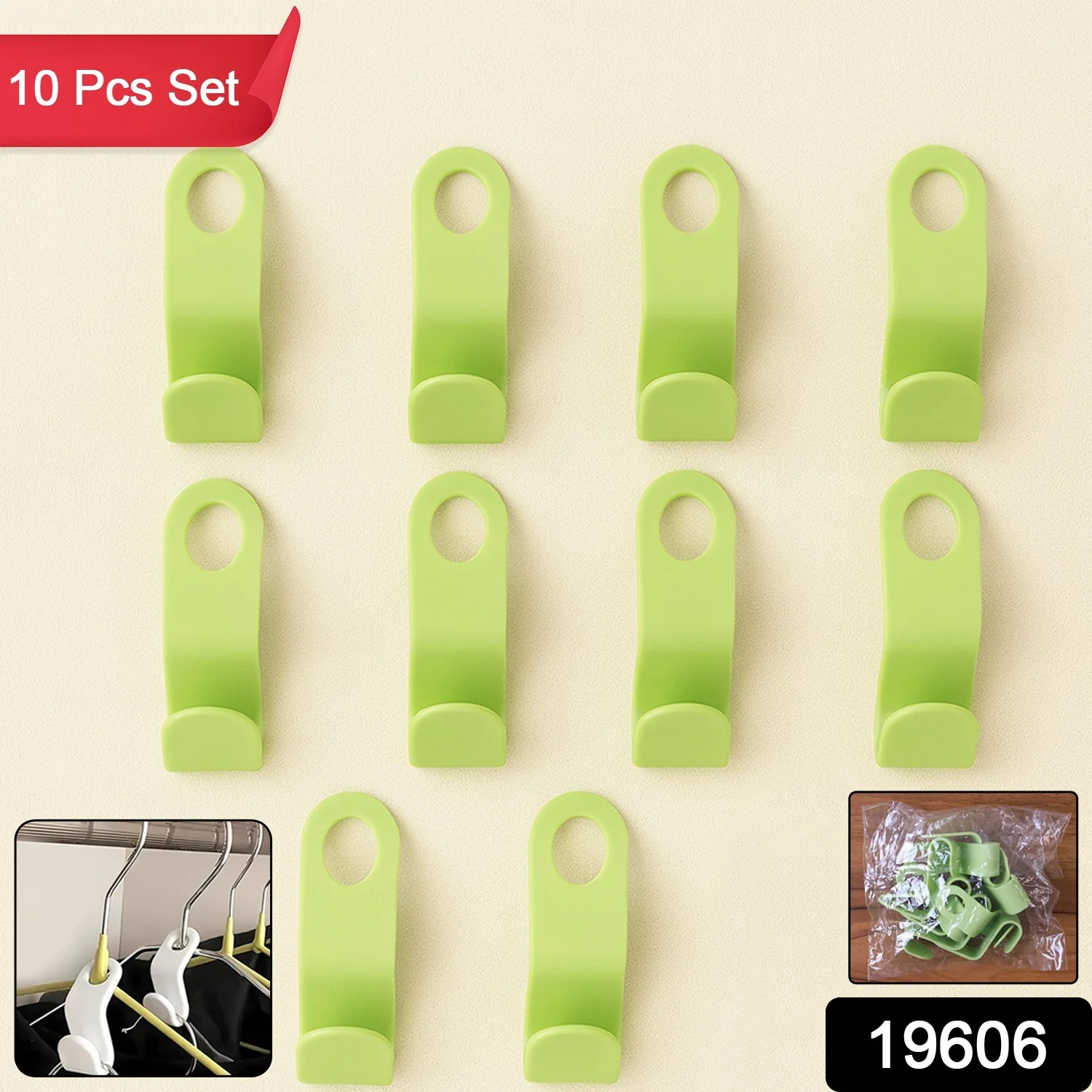 Multipurpose Plastic Hanger Hooks (10 Pc) - Image 2