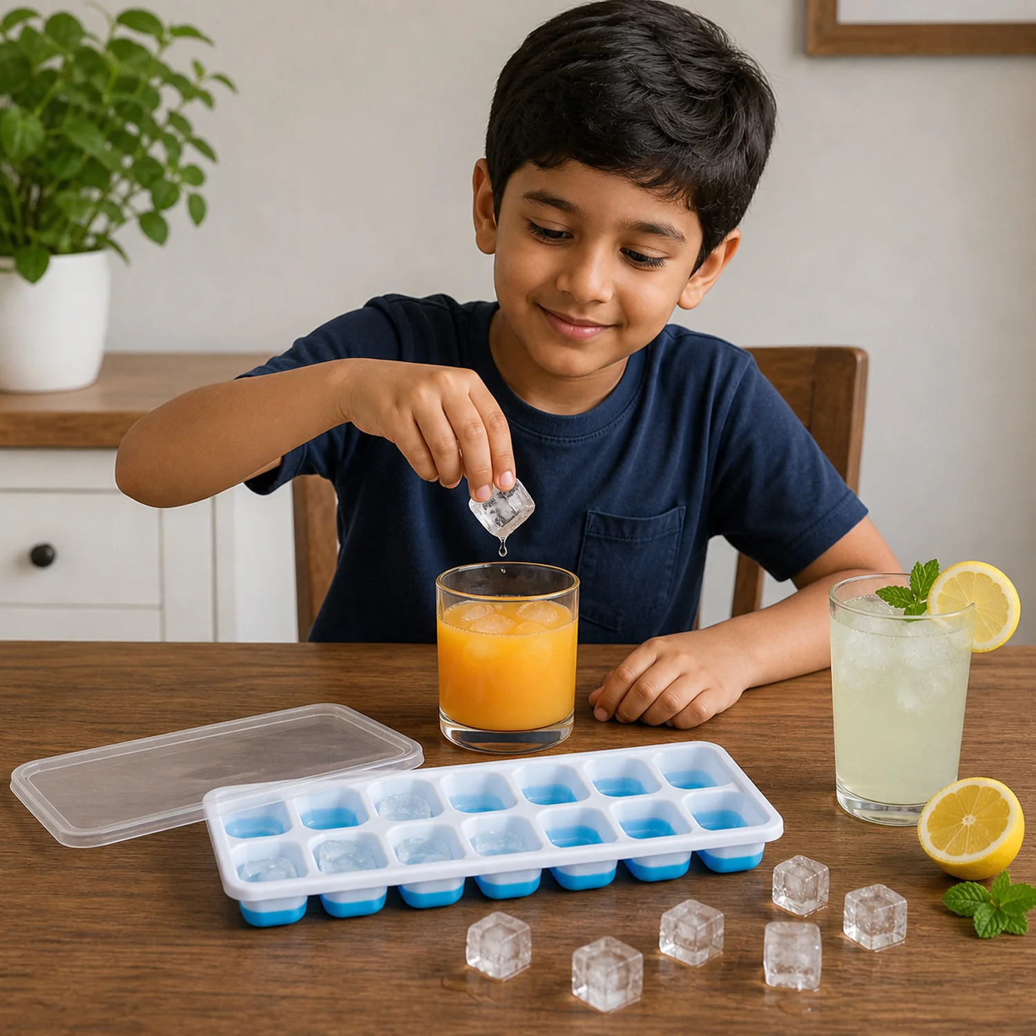 Multipurpose Plastic Ice Cube Tray With Lid (1 Pc, 14 Gride) - Image 5