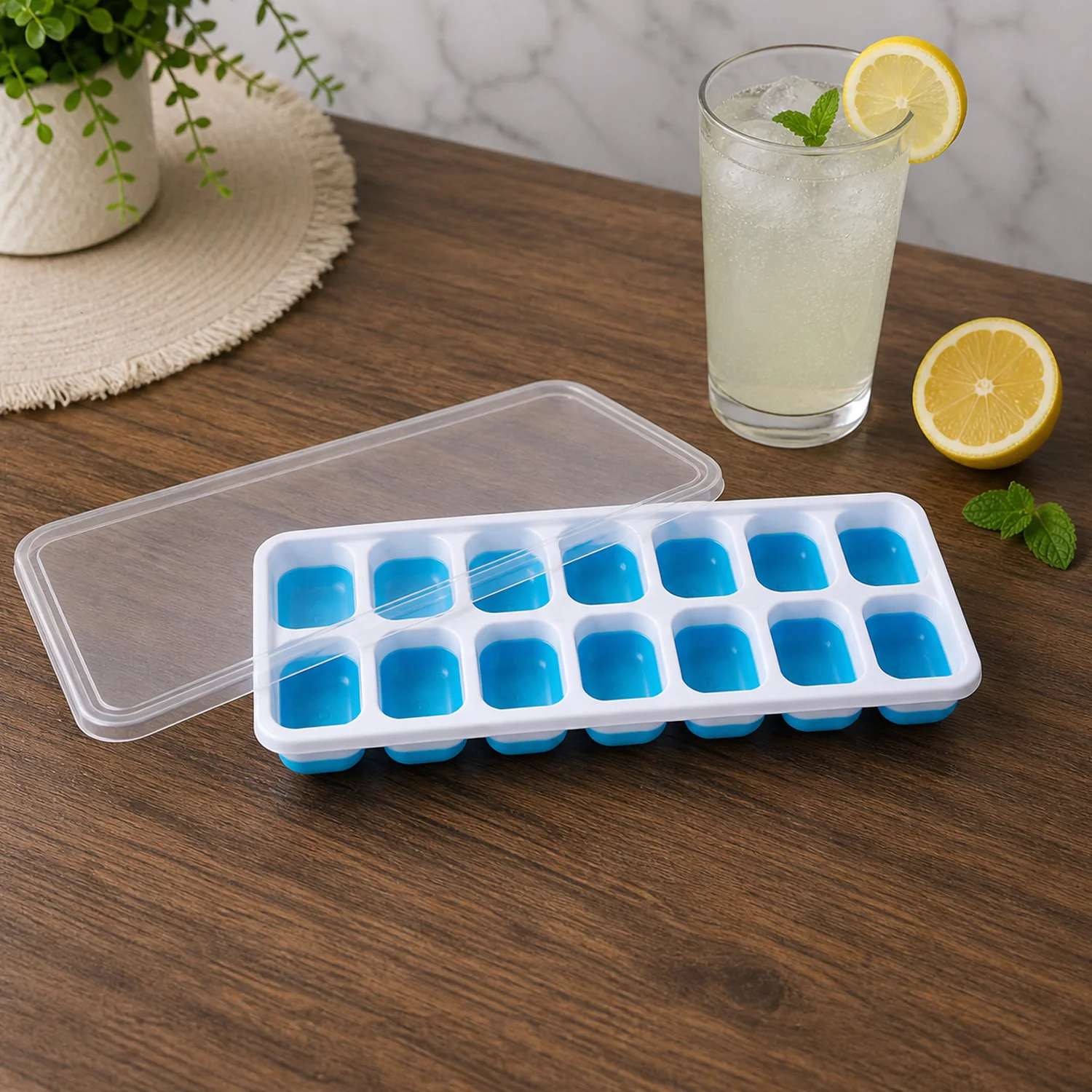 Multipurpose Plastic Ice Cube Tray With Lid (1 Pc, 14 Gride) - Image 8