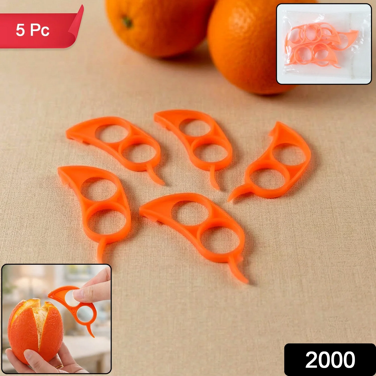 Multipurpose Plastic Orange Peeler Tool (5 Pc) - Image 2