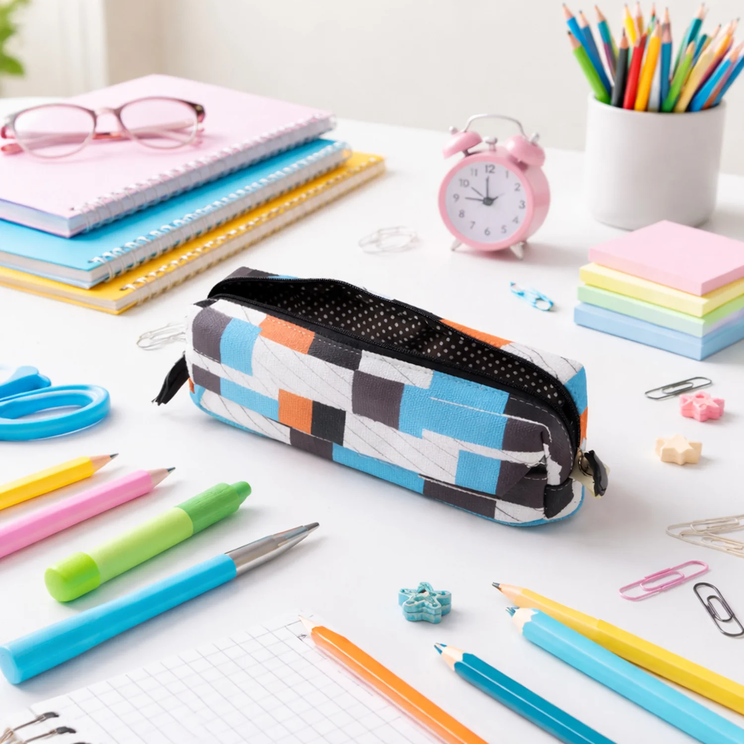 Multipurpose Printed Zipper Pencil Pouch Organizer for Students (1 Pc) - Image 3