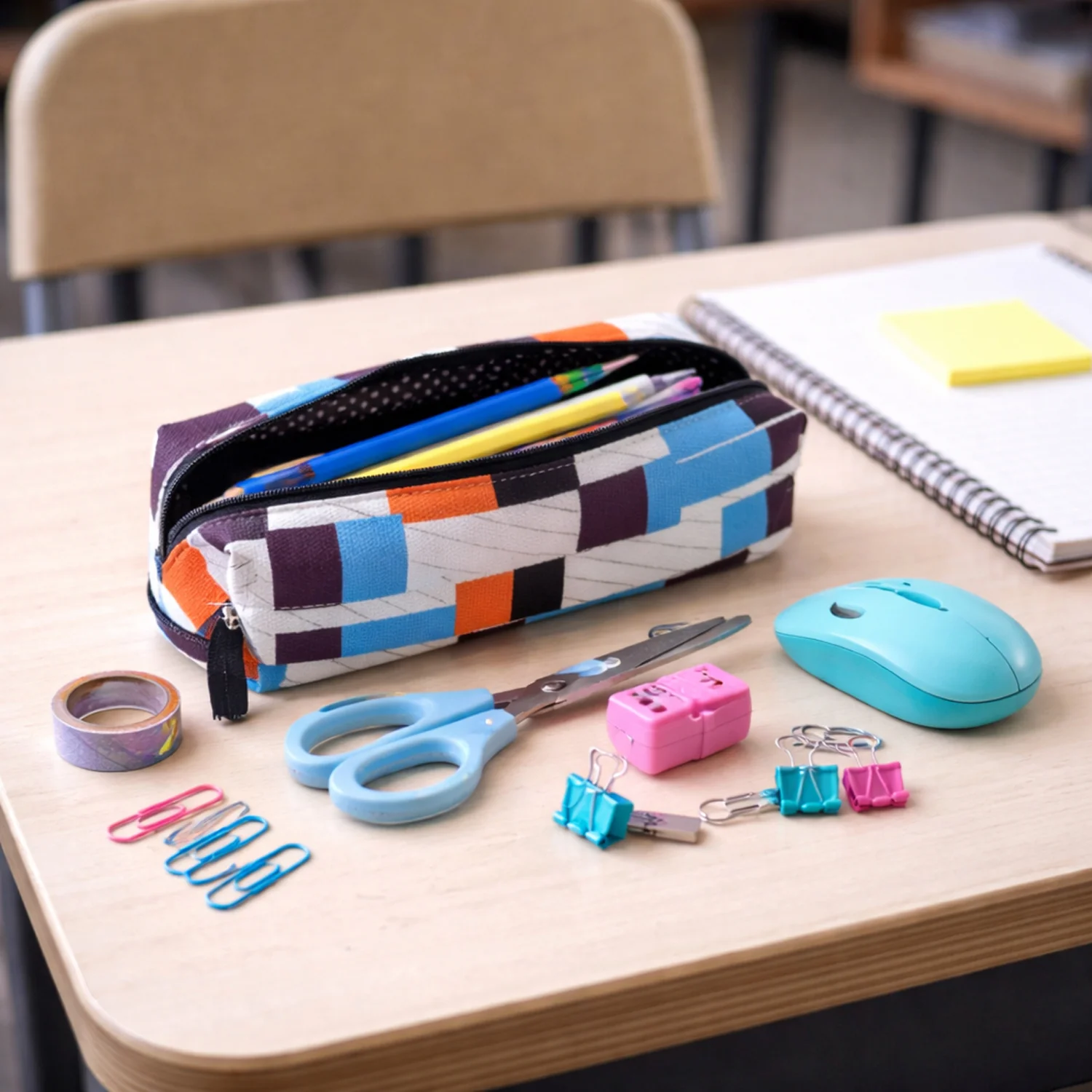 Multipurpose Printed Zipper Pencil Pouch Organizer for Students (1 Pc) - Image 5