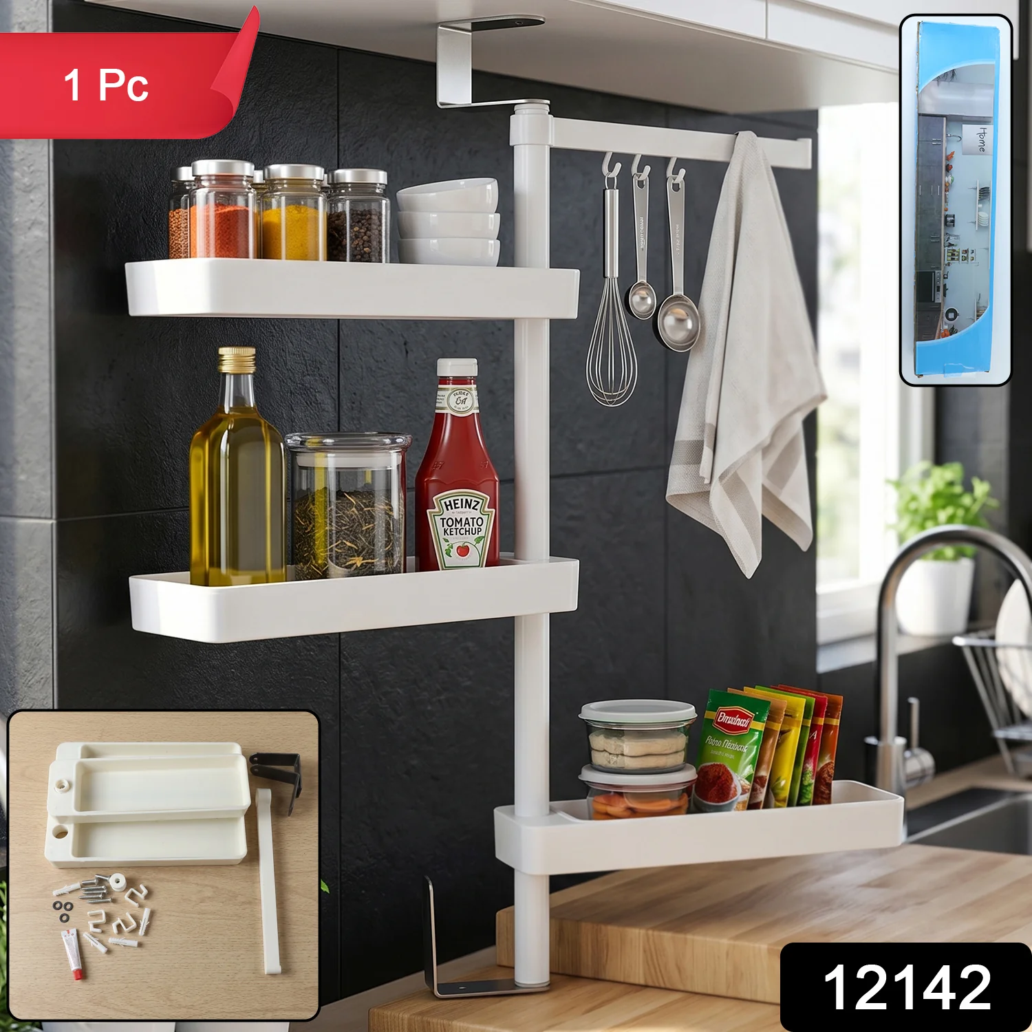 Multipurpose Rotating Shelf Storage Rack 4 Tier (1 Set) - Image 2