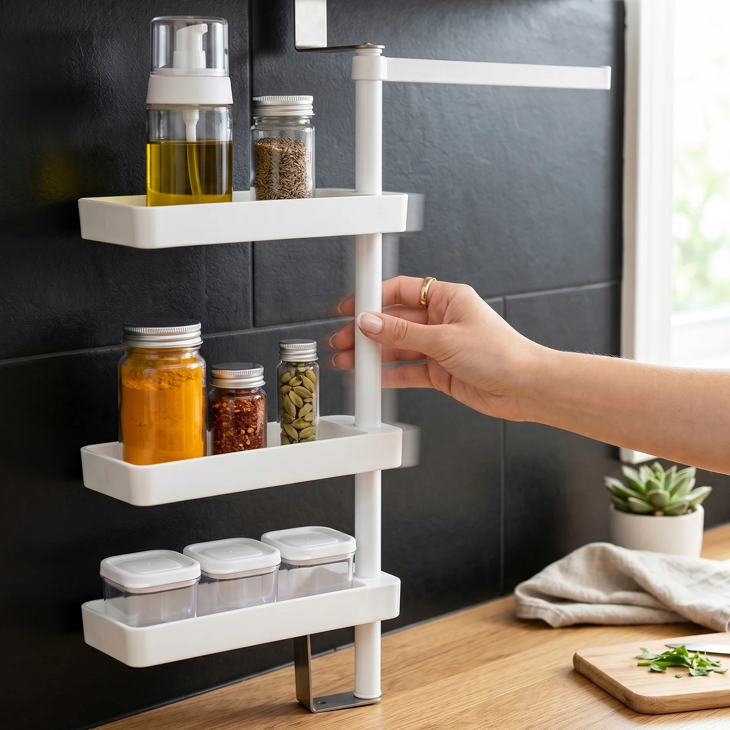 Multipurpose Rotating Shelf Storage Rack 4 Tier (1 Set) - Image 3