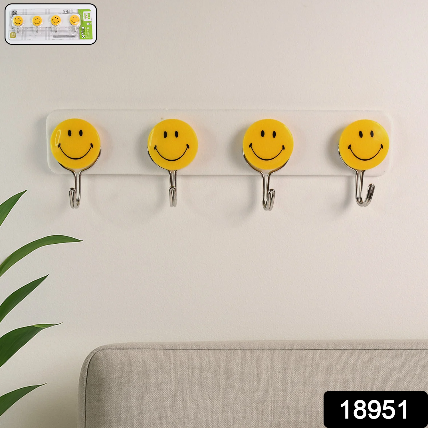 Multipurpose Self-Adhesive 4 hooks for wall Hook (1 Pc) - Image 2