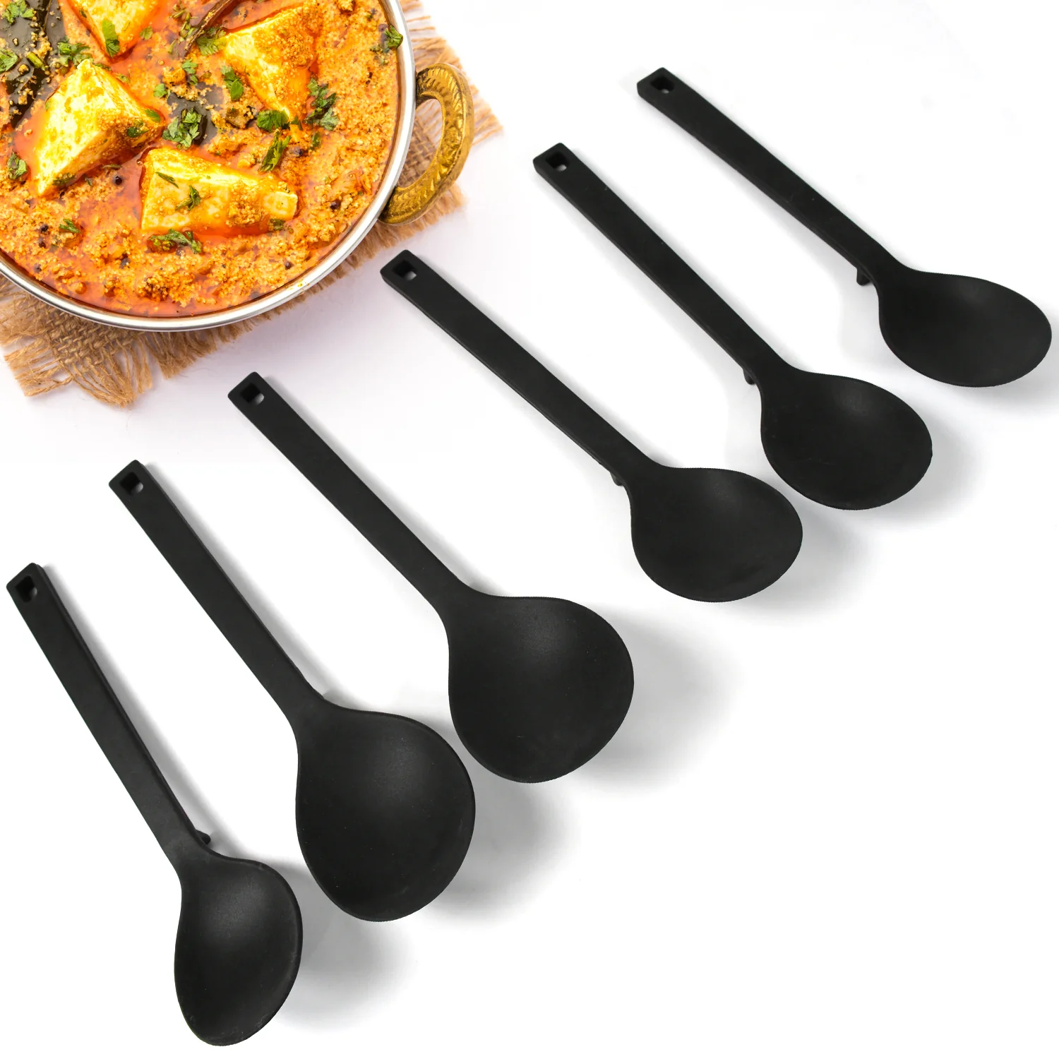 Multipurpose Silicone Spoon, Silicone Basting Spoon Non-Stick Kitchen Utensils Household Gadgets Heat-Resistant Non Stick Spoons Kitchen Cookware Items For Cooking and Baking (6 Pcs Set) - Image 3