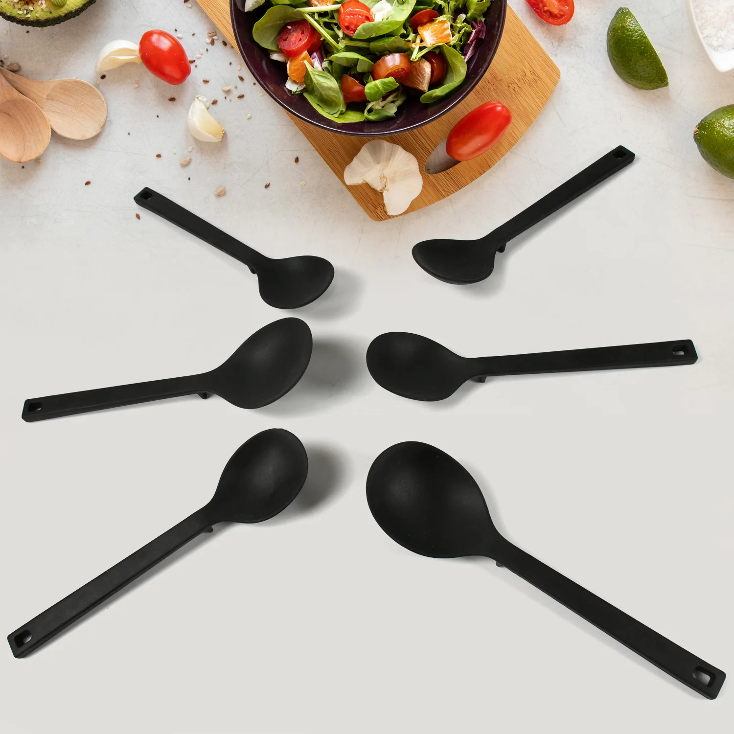 Multipurpose Silicone Spoon, Silicone Basting Spoon Non-Stick Kitchen Utensils Household Gadgets Heat-Resistant Non Stick Spoons Kitchen Cookware Items For Cooking and Baking (6 Pcs Set) - Image 4
