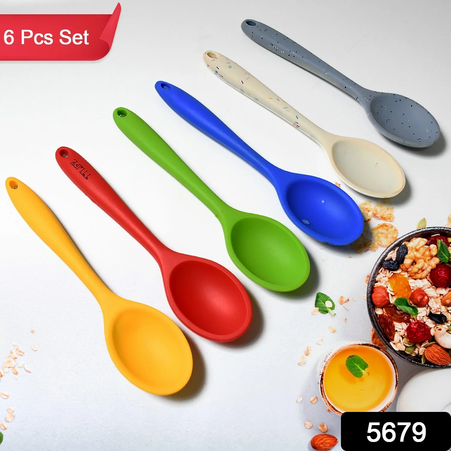 Silicone Multipurpose Basting Spoon Heat-Resistant Non-Stick Cooking Set (6 Pcs) - Image 2
