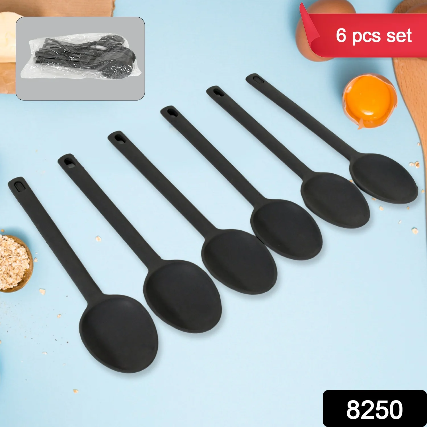 Multipurpose Silicone Spoon, Silicone Basting Spoon Non-Stick Kitchen Utensils Household Heat-Resistant Non Stick Spoons Kitchen Cookware Items For Cooking and Baking (6 Pcs Set) - Image 2