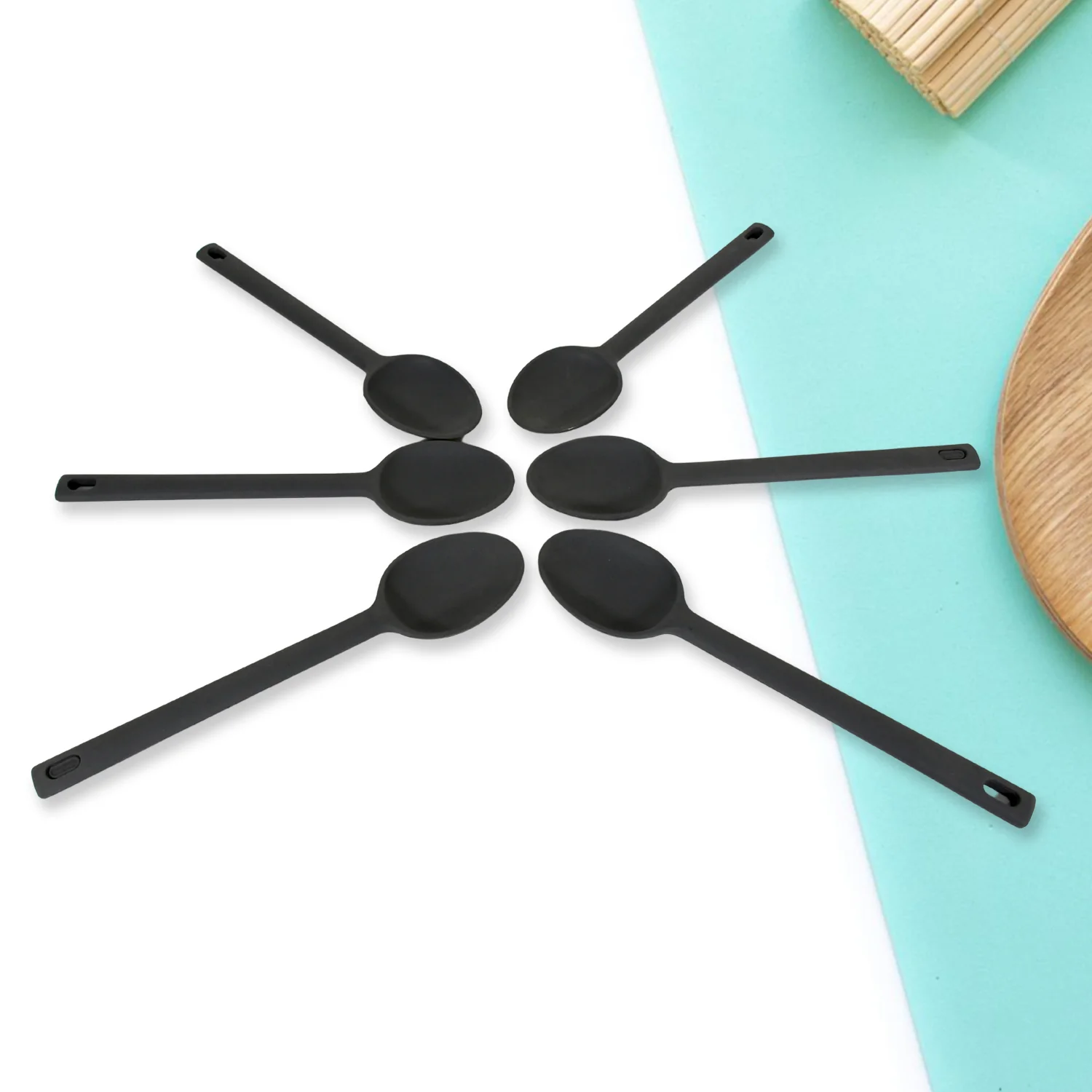 Multipurpose Silicone Spoon, Silicone Basting Spoon Non-Stick Kitchen Utensils Household Heat-Resistant Non Stick Spoons Kitchen Cookware Items For Cooking and Baking (6 Pcs Set) - Image 4