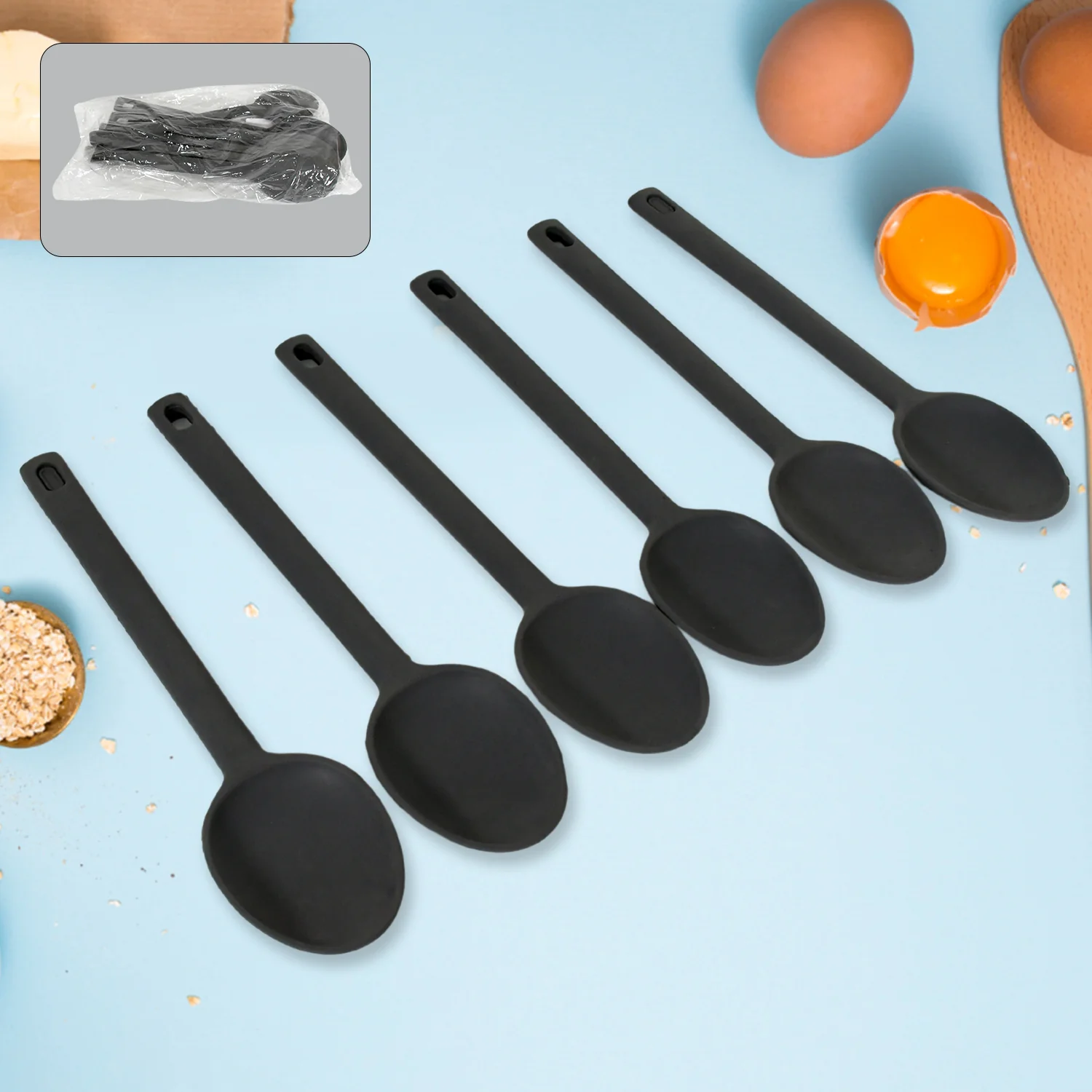 Multipurpose Silicone Spoon, Silicone Basting Spoon Non-Stick Kitchen Utensils Household Heat-Resistant Non Stick Spoons Kitchen Cookware Items For Cooking and Baking (6 Pcs Set) - Image 5