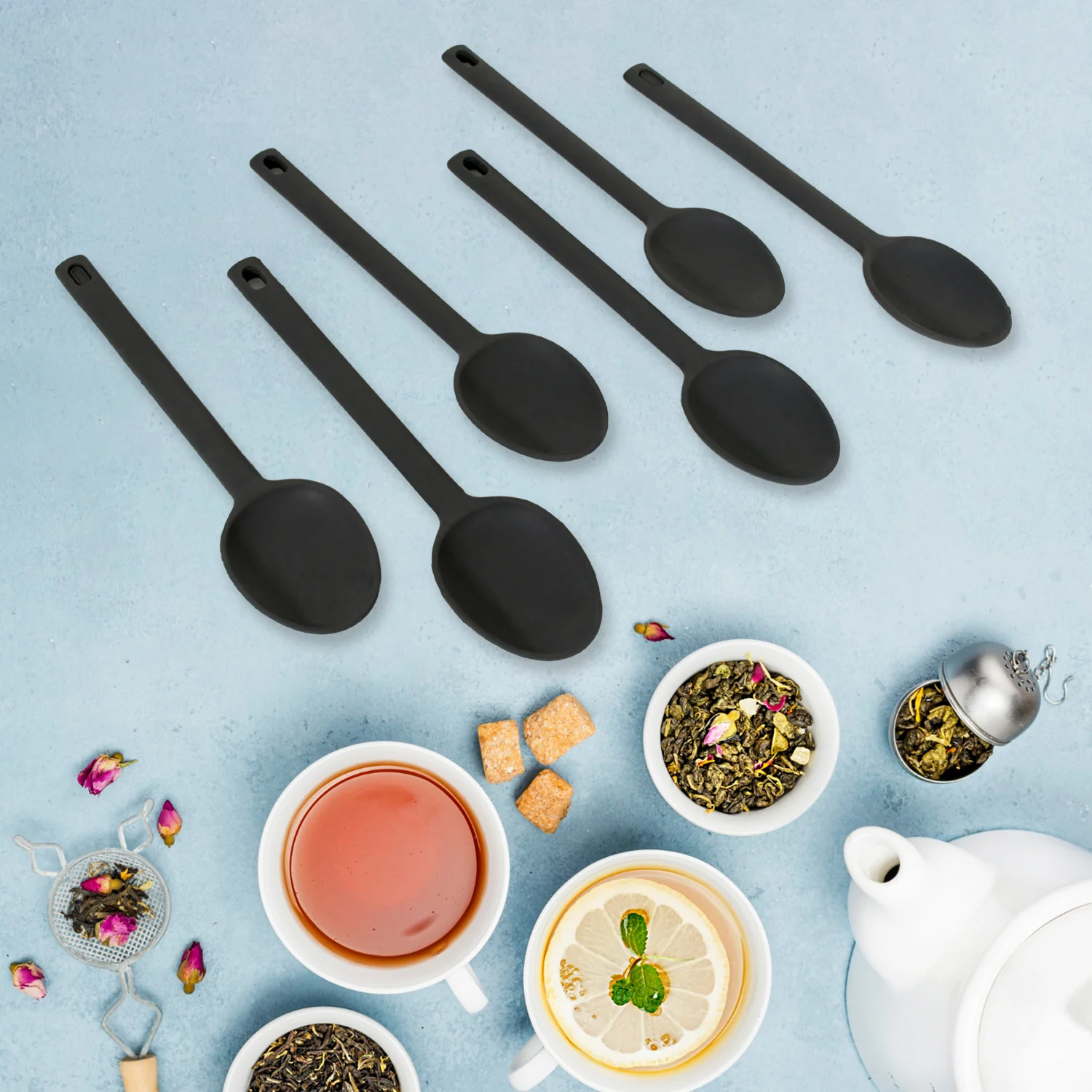 Multipurpose Silicone Spoon, Silicone Basting Spoon Non-Stick Kitchen Utensils Household Heat-Resistant Non Stick Spoons Kitchen Cookware Items For Cooking and Baking (6 Pcs Set) - Image 6