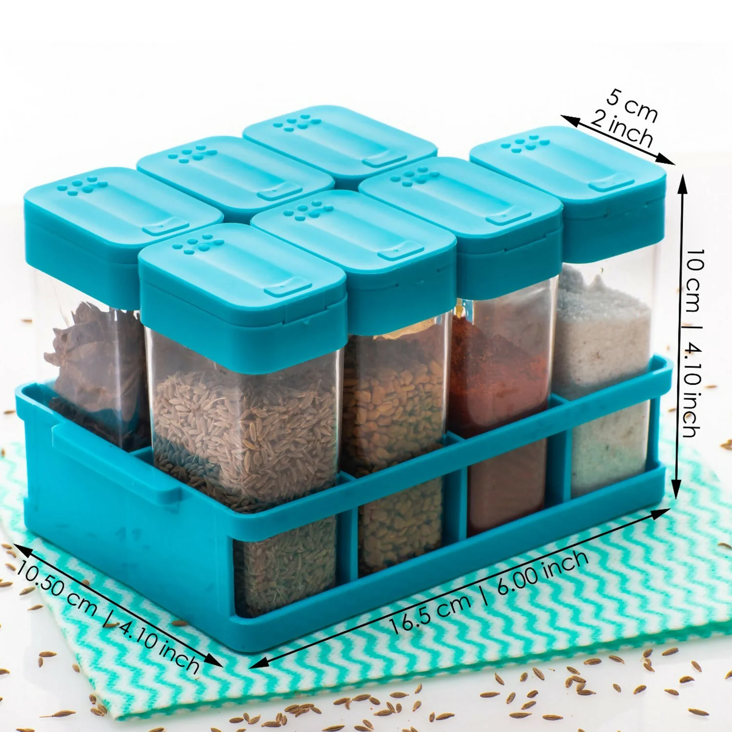 multipurpose spice rack with tray set of 8 - Image 2